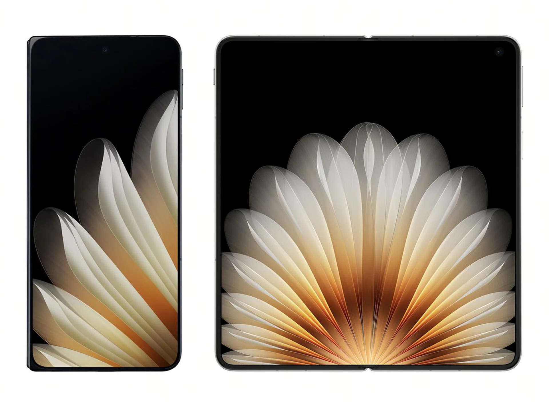 OPPO Find N5 folded (left) and unfolded (right). Image: OPPO.