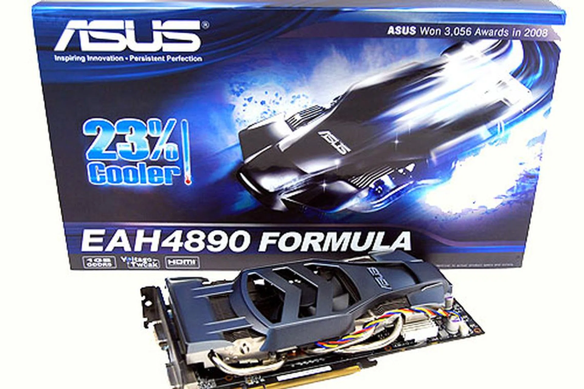 As you can see, the Asus EAH4890 Formula does look as radical as the box art suggests. The packaging also loudly and proudly proclaims that the card is up to 23% cooler. We shall see.