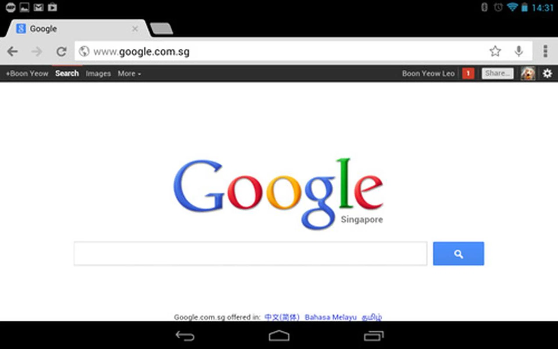 The Google site on the Nexys 7 tablet.