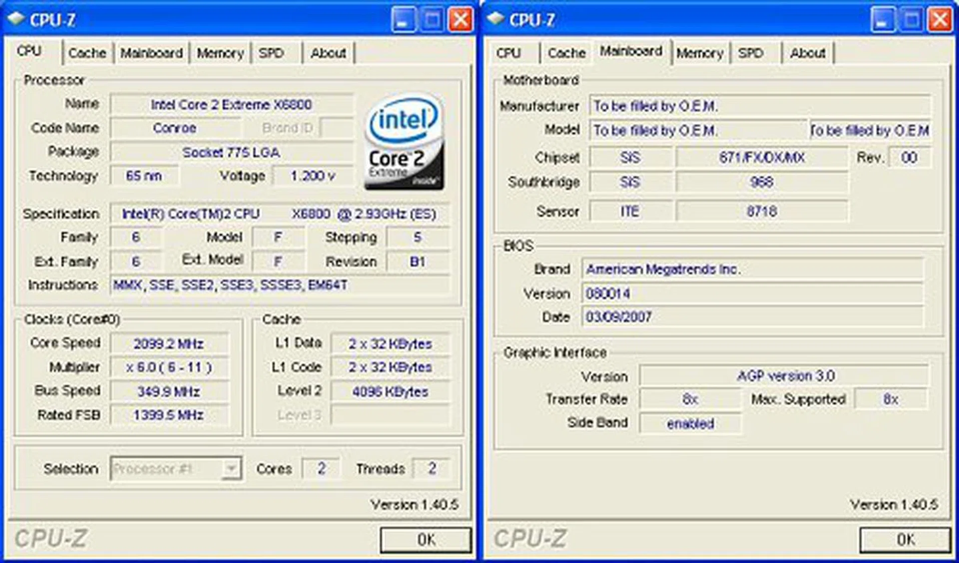 CPU-Z overclocking screenshot. Click for full size image.