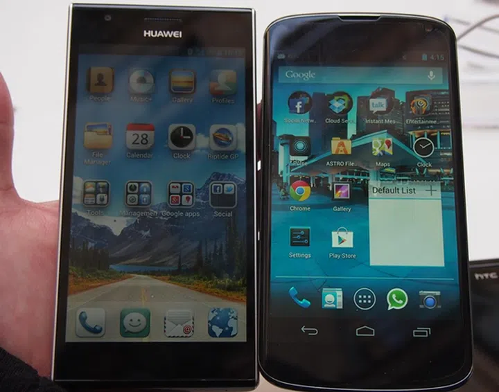 Comparison shot between the Huawei Ascend P2 and LG Nexus 4.