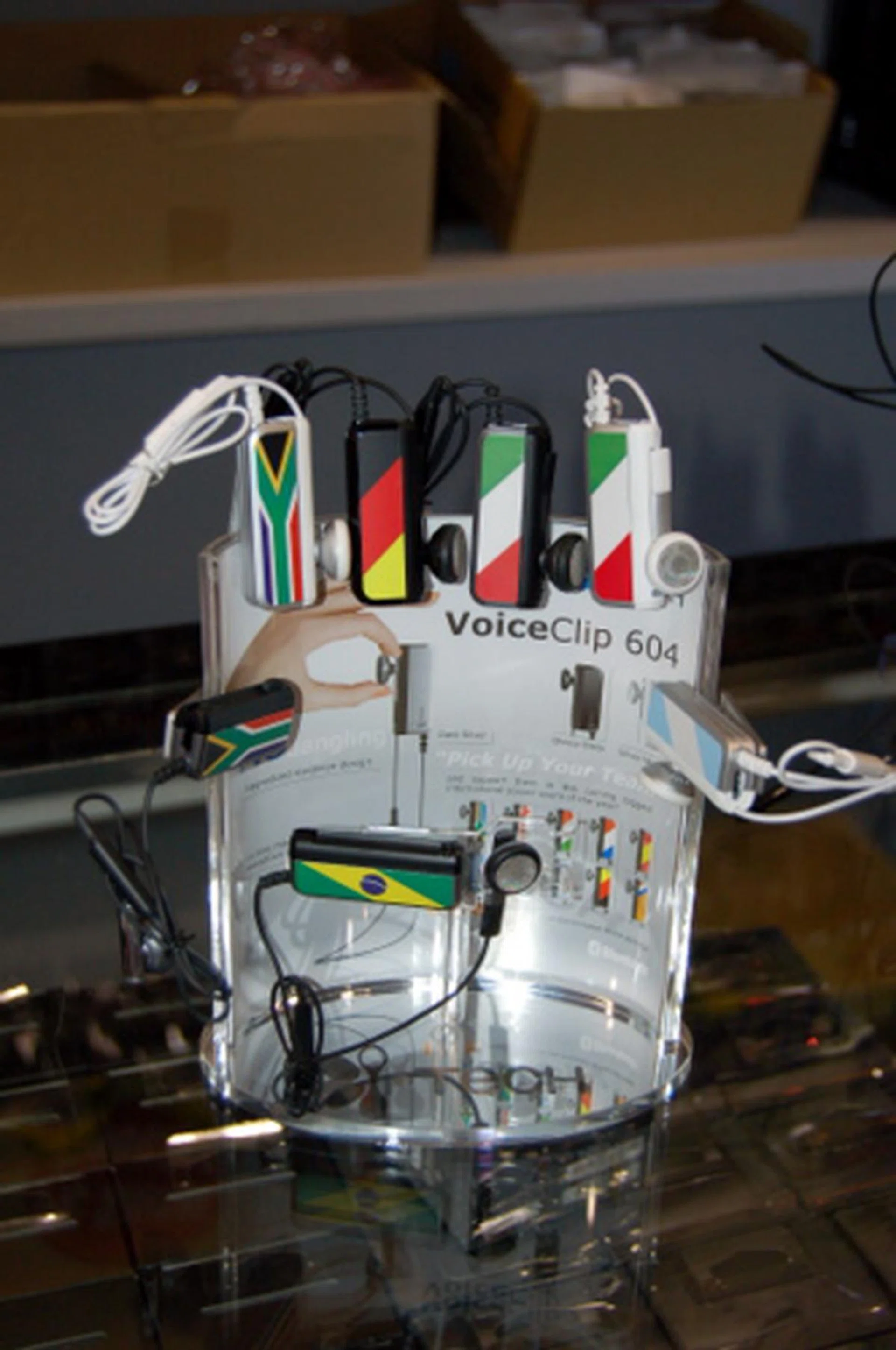 Wear your heart on your sleeve... and your allegiance on your ear! The $78 VoiceClip 604 now comes in a wide range of national colours to help you get out support for your favourite football team. This headset lets you talk for up to 8 hours, and it stands by for up to 7 days.