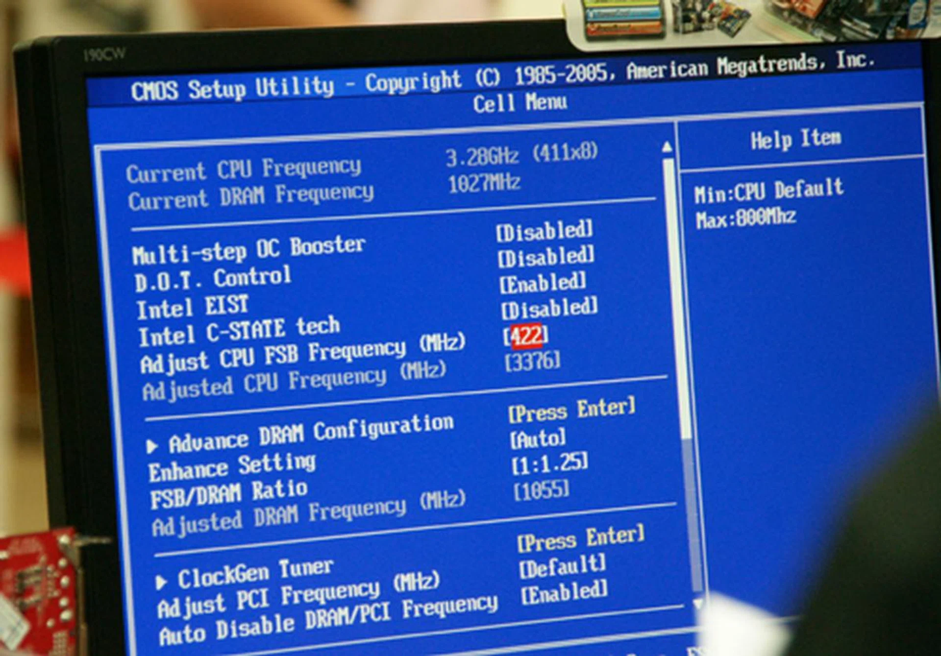  A sight familiar to most PC enthusiasts, the CMOS became a hotbed of changes as each contestant started tweaking their CPU clock speeds and voltages in the hope of achieving a stable overclocked system.  