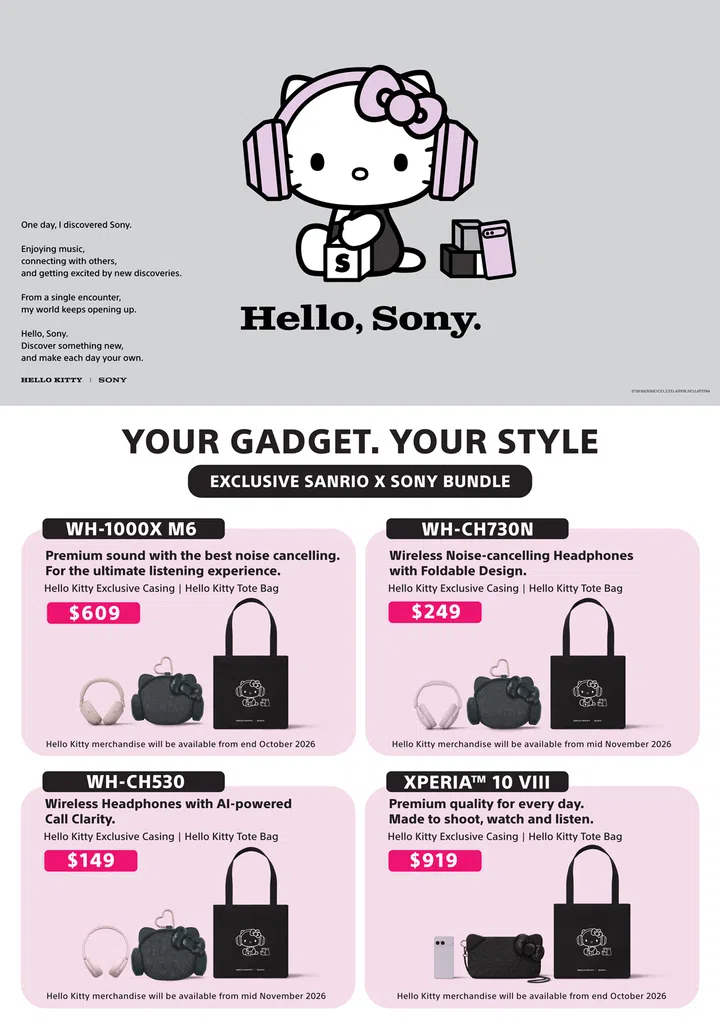 Sony X Hello Kitty phones and headphones and merchandise limited edition