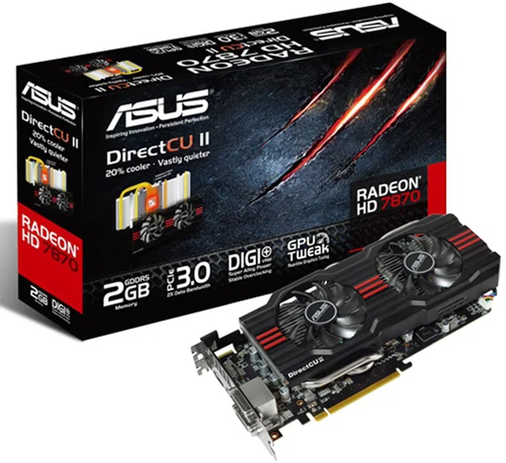 The ASUS HD 7870 DirectCU II graphics card.