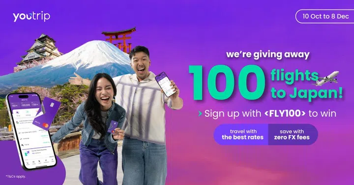 YouTrip's 100 Japan flights giveaway. Instructions below. Image: YouTrip.