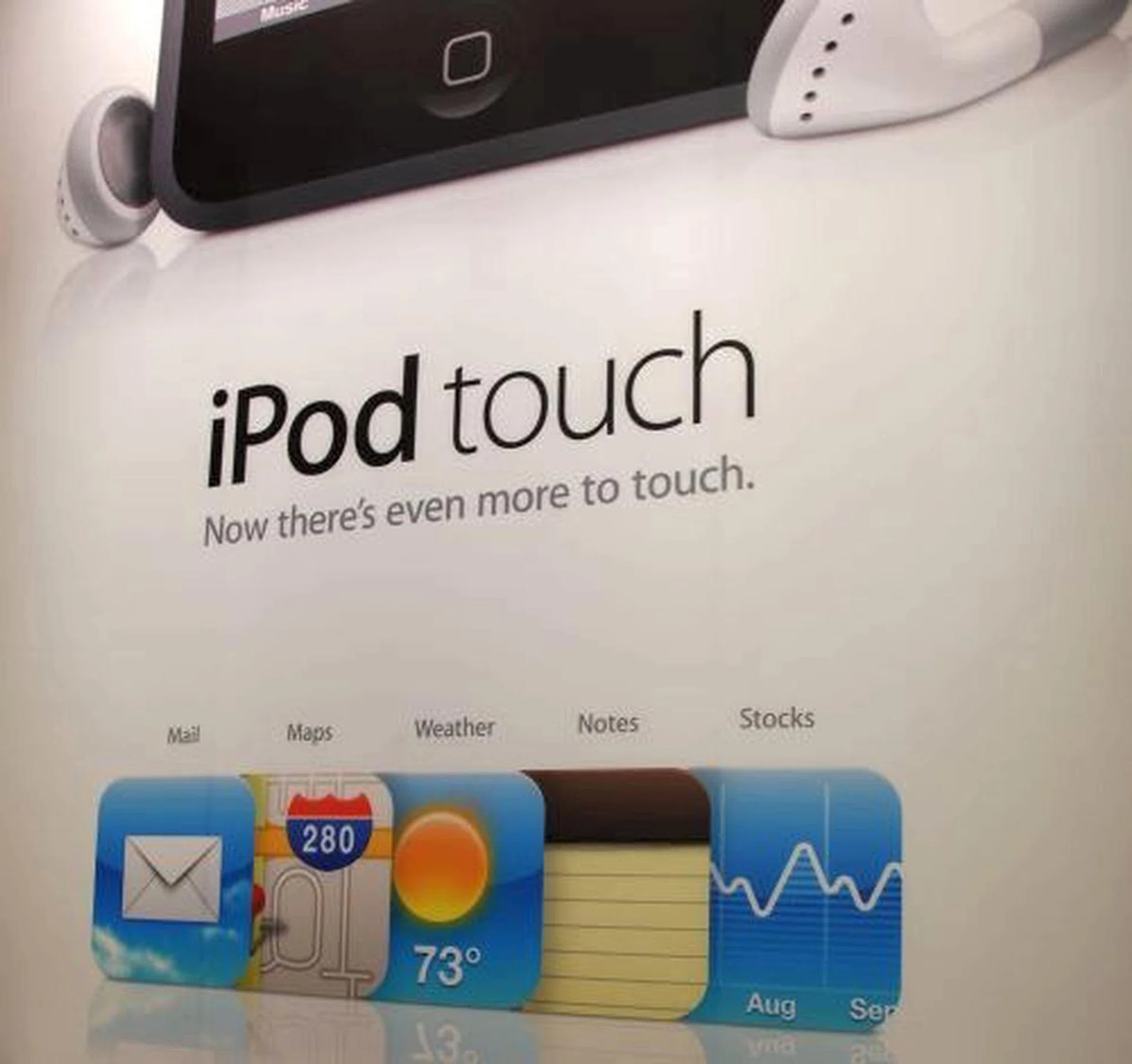 The iPod touch also has a software upgrade, adding five more mobile apps to it - Mail, Maps, Stocks, Weather and Notes. The touch upgrade also includes features like Web Clips, which allows users to customize their home screen and the ability to watch iTunes Movie Rentals.