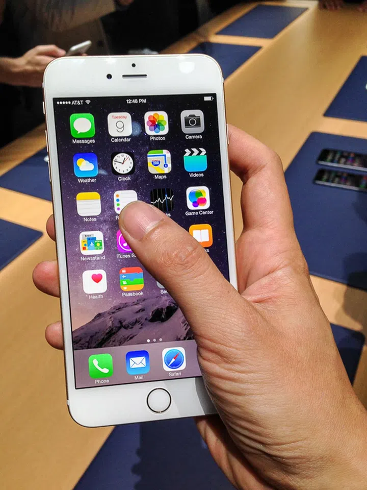 Seen here is the 5.5-inch Apple iPhone 6 Plus.