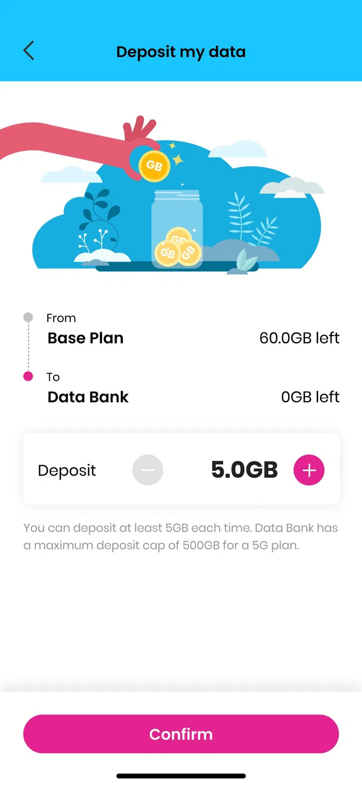 Data Bank inside the GOMO app.