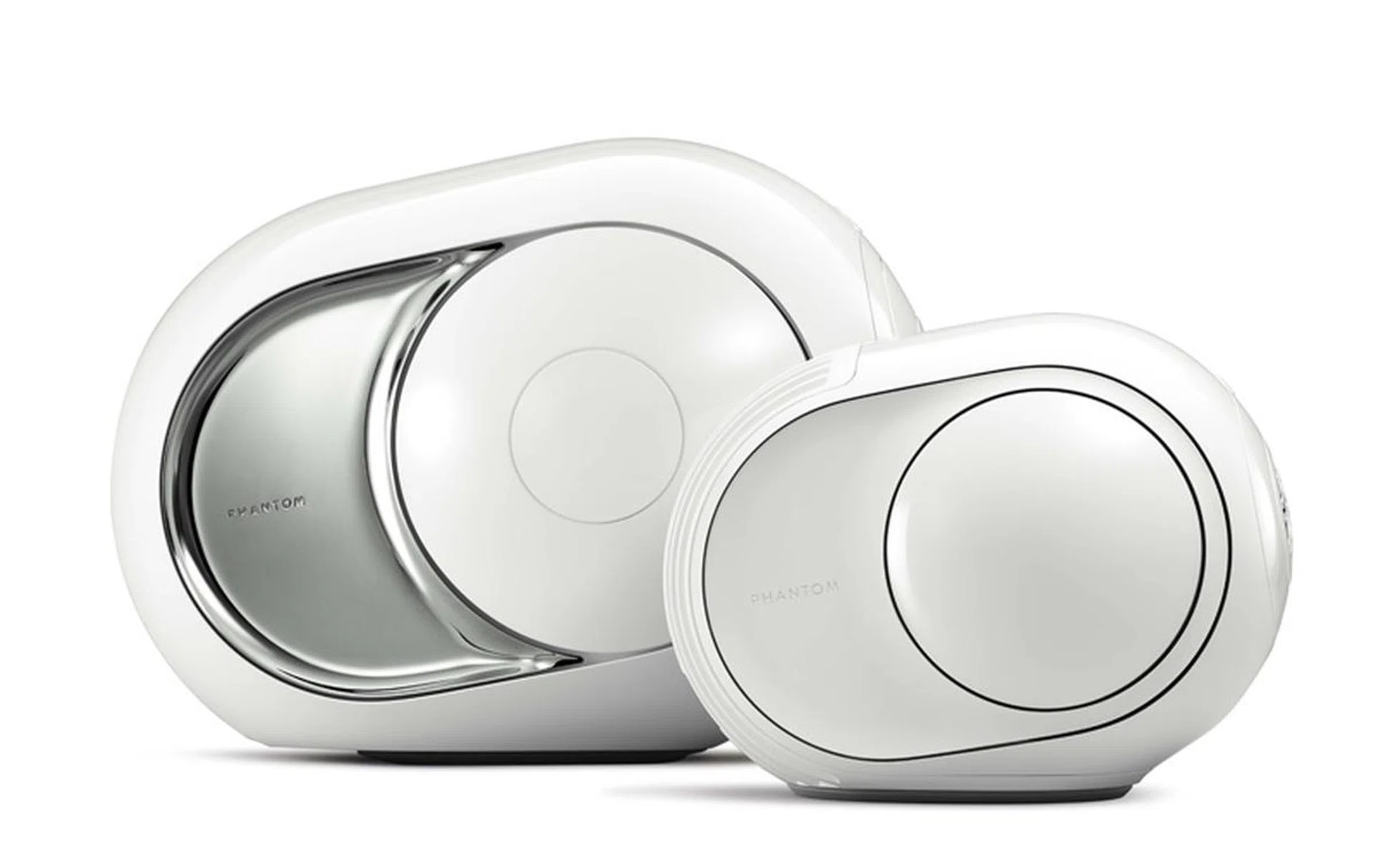 The new more compact Devialet Phantom Reactor juxtaposed against the original Devialet Phantom.