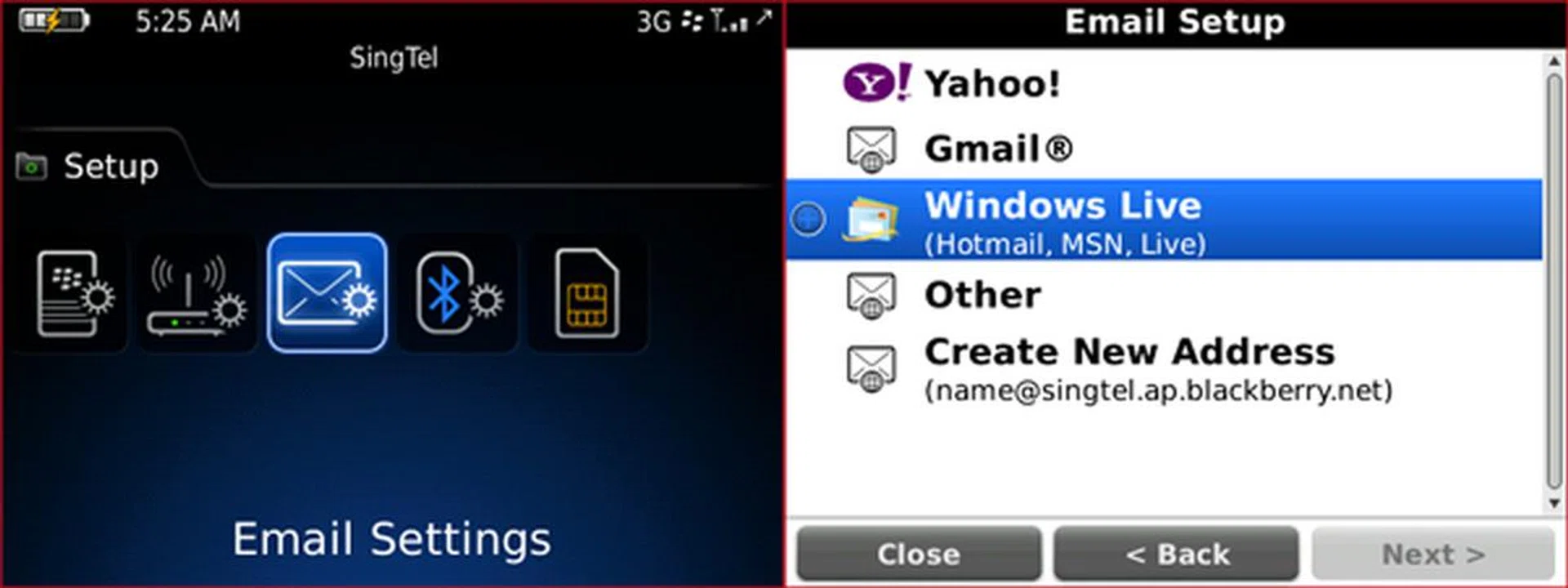 At the very start, you would have the option to tune your mailbox to any of the popular email clients, or your company's own server.