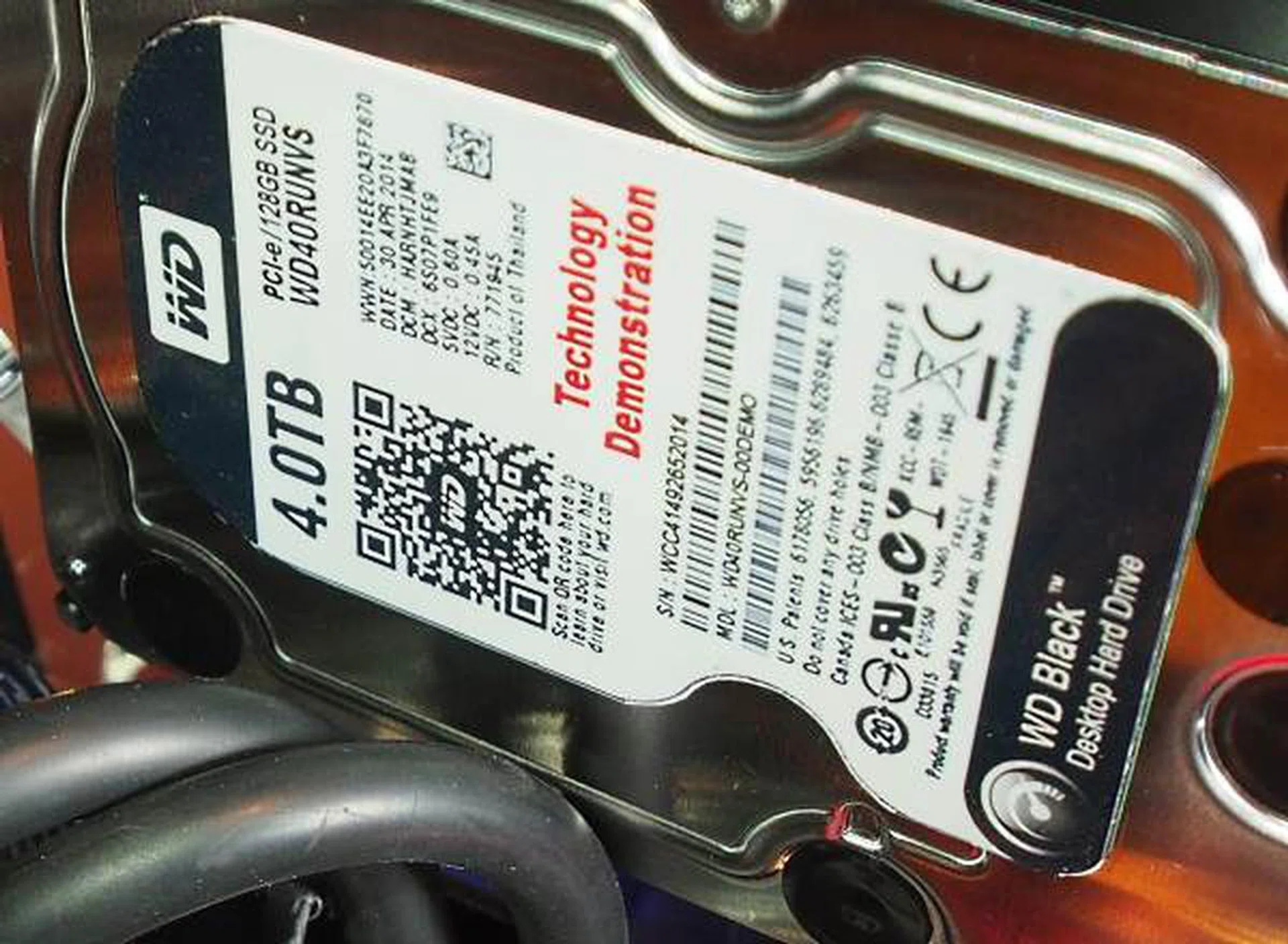 The Prototype WD Black SATA Express drive seen at Computex 2014 is a hybrid 4TB HDD/128GB SSD.