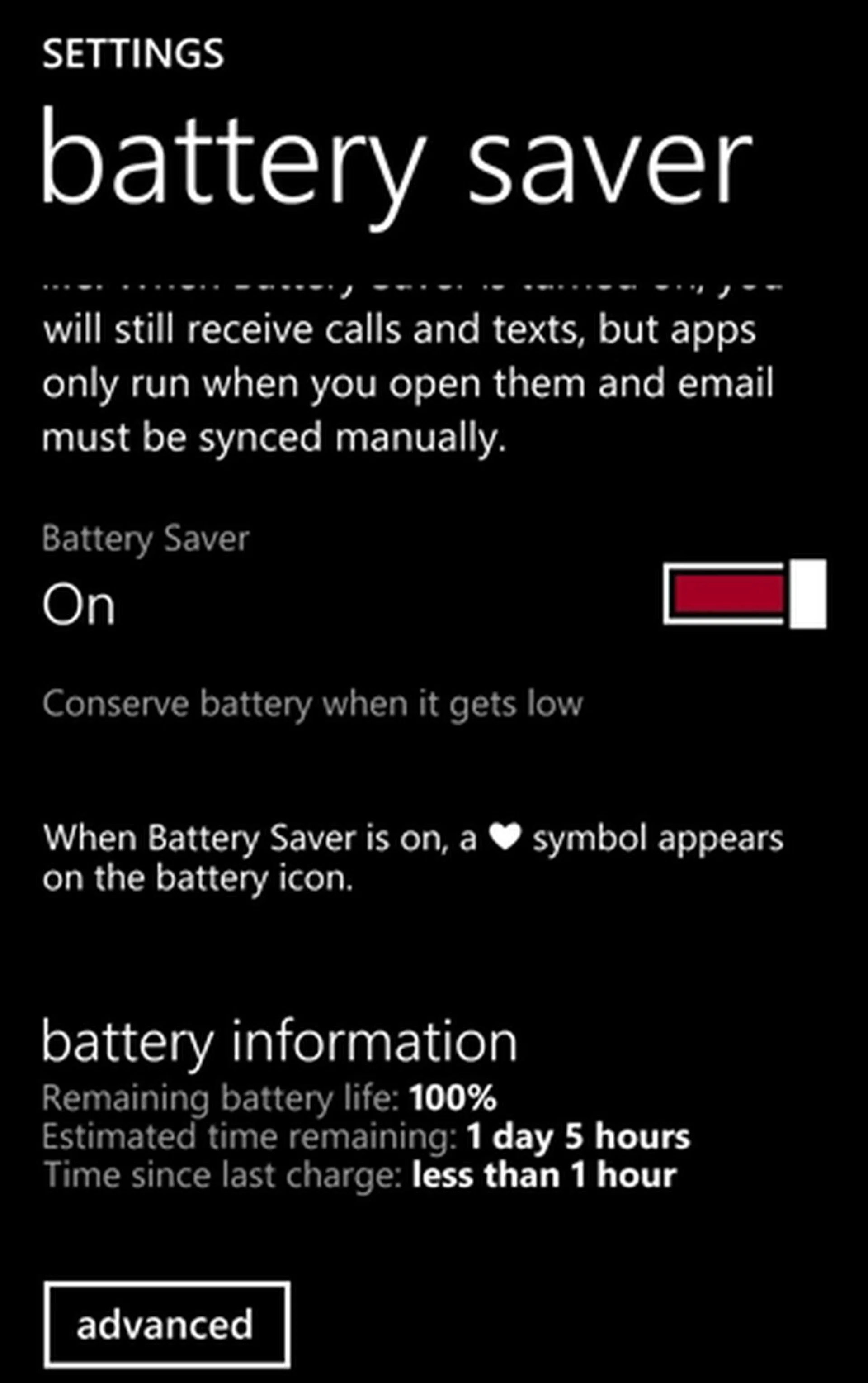 You can switch on the Battery Saver option to conserve some power.