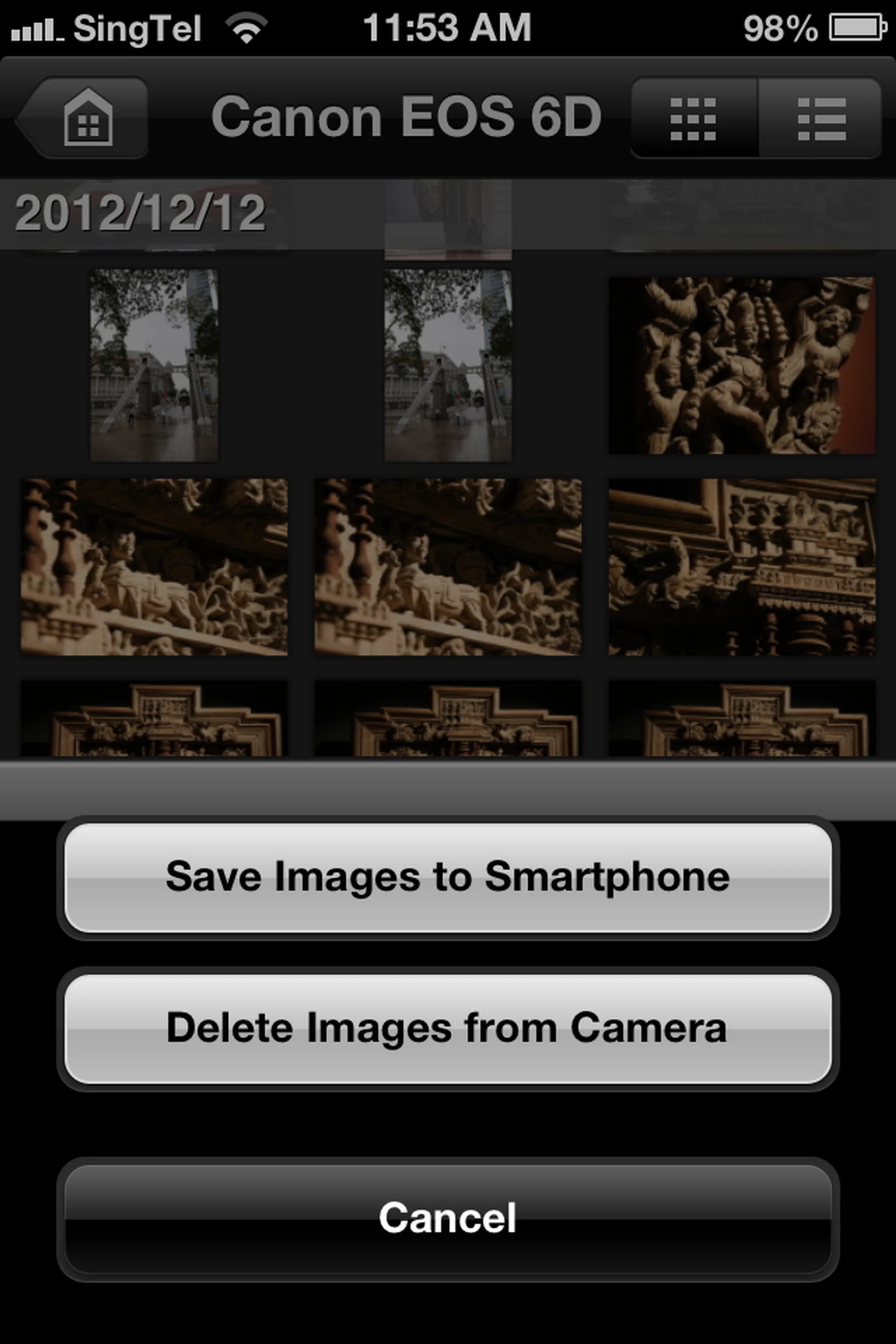 You can transfer 2.5MP versions of your images over to your smartphone using the 6D's built-in Wi-Fi and Canon's EOS app.