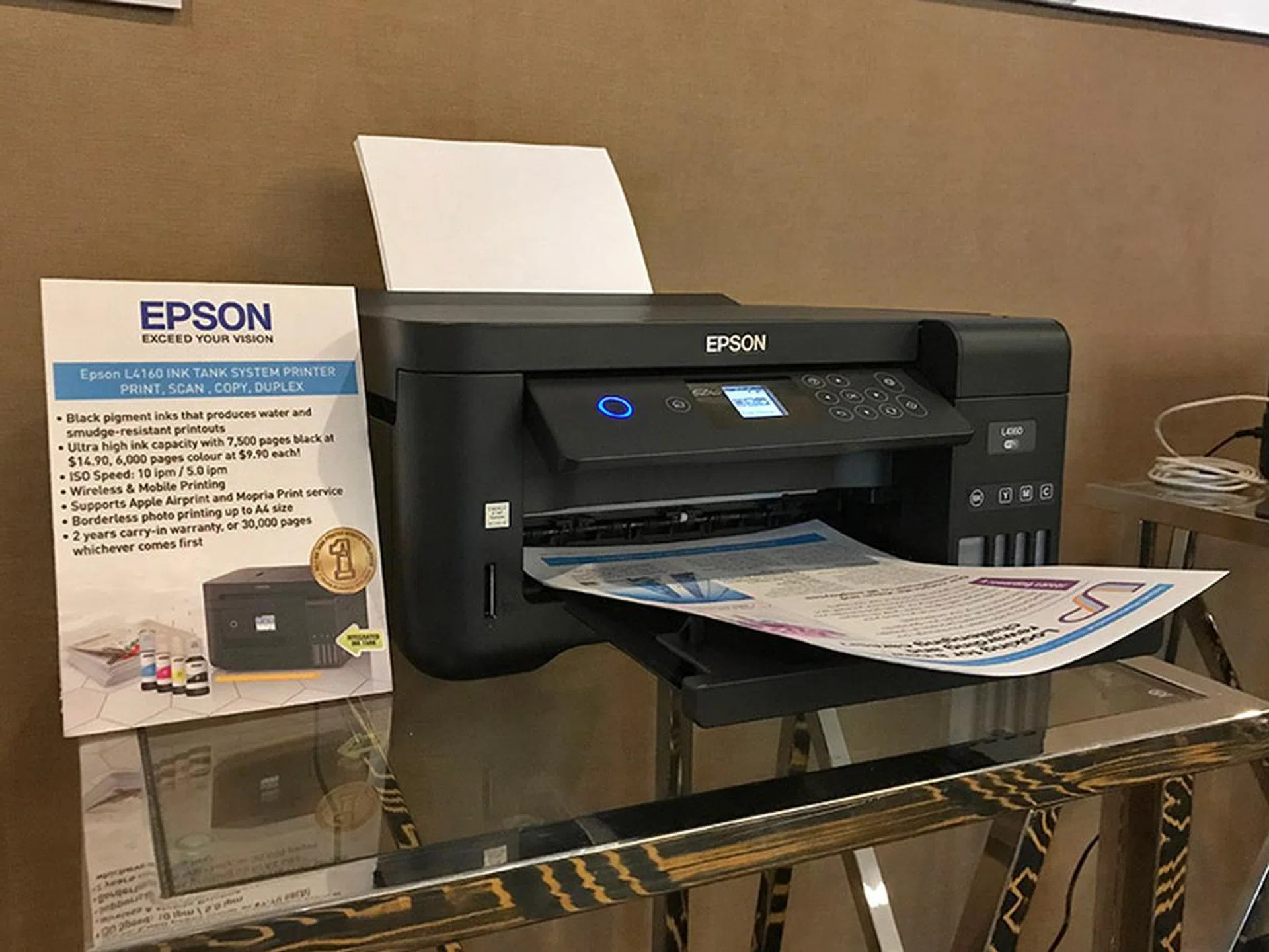 The L4160 prints a tad slower than the business-focused models, but still enables affordable high-volume printing using the same ink tank technology.