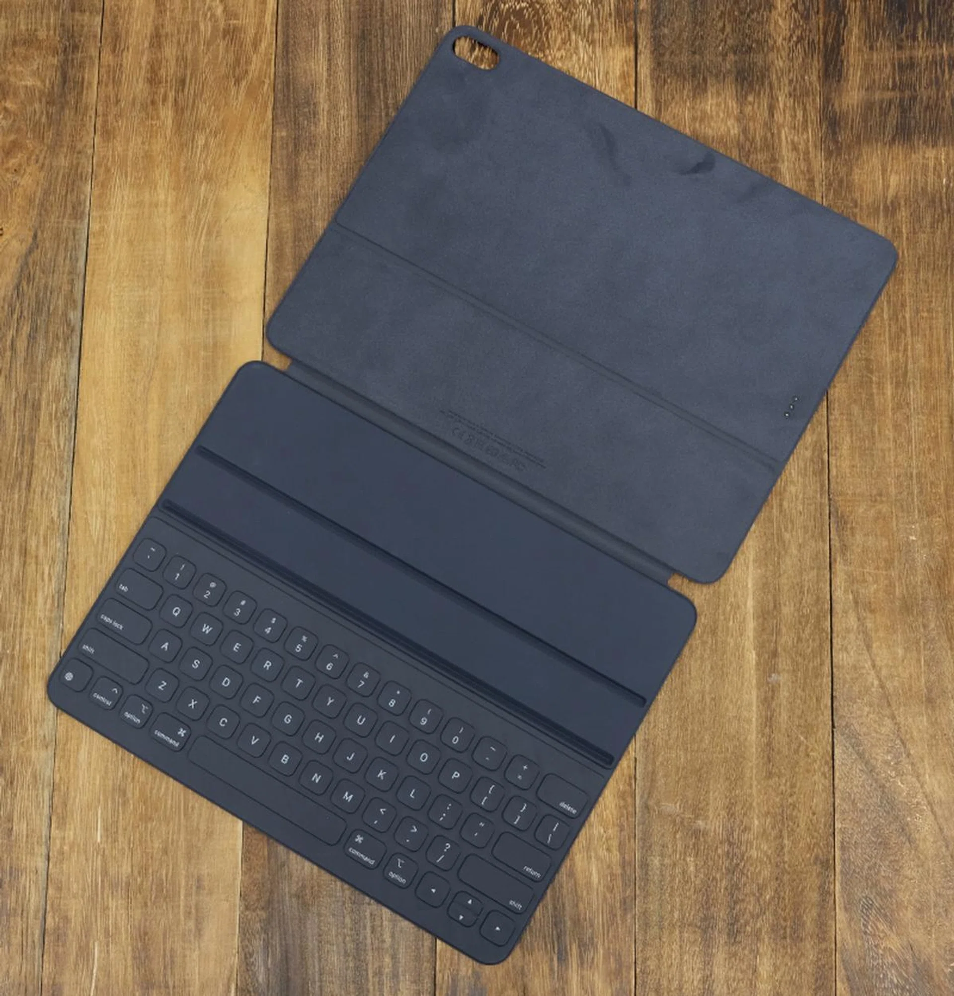 The Smart Keyboard Folio protects the front and back of the iPad Pro. It does add a bit of thickness when in use.