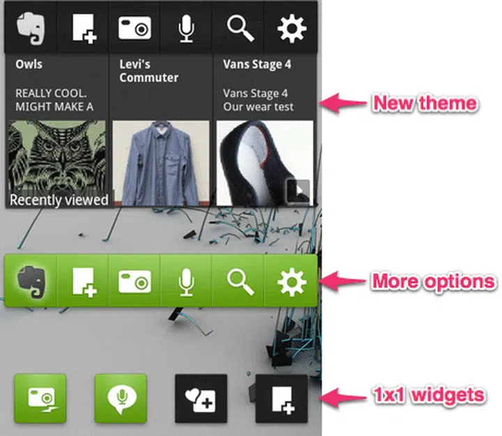 The updated Evernote widget app (Source: Evernote)
