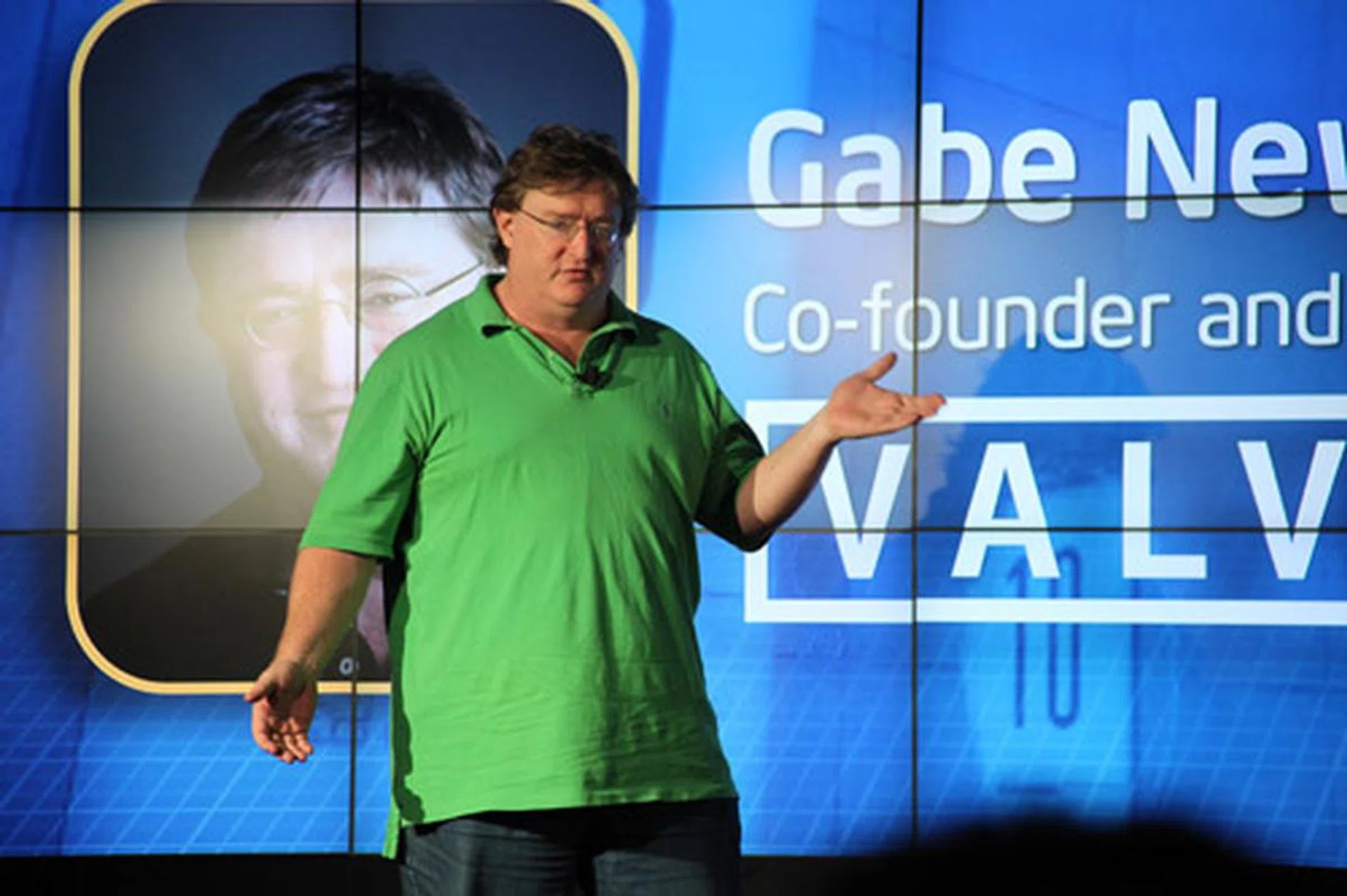 Gabe Newell, Co-Founder and Managing Director of Valve, was at the Intel Sandy Bridge launch to give the audience a sneak peek of Portal 2, which is scheduled to release in April 2011.