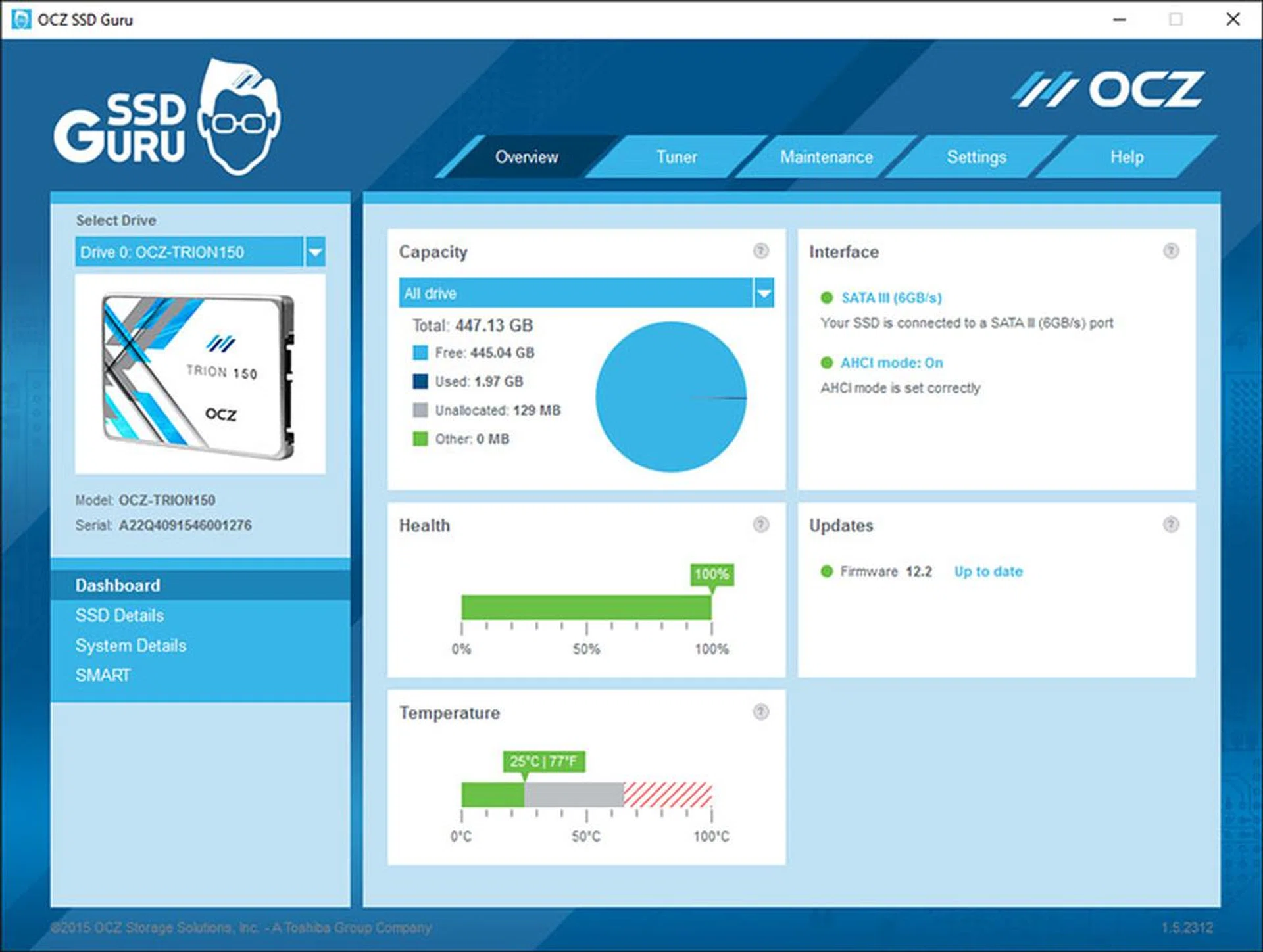 The OCZ SSD Guru utility is a nifty tool that lets users easily manage and monitor their OCZ SSDs.