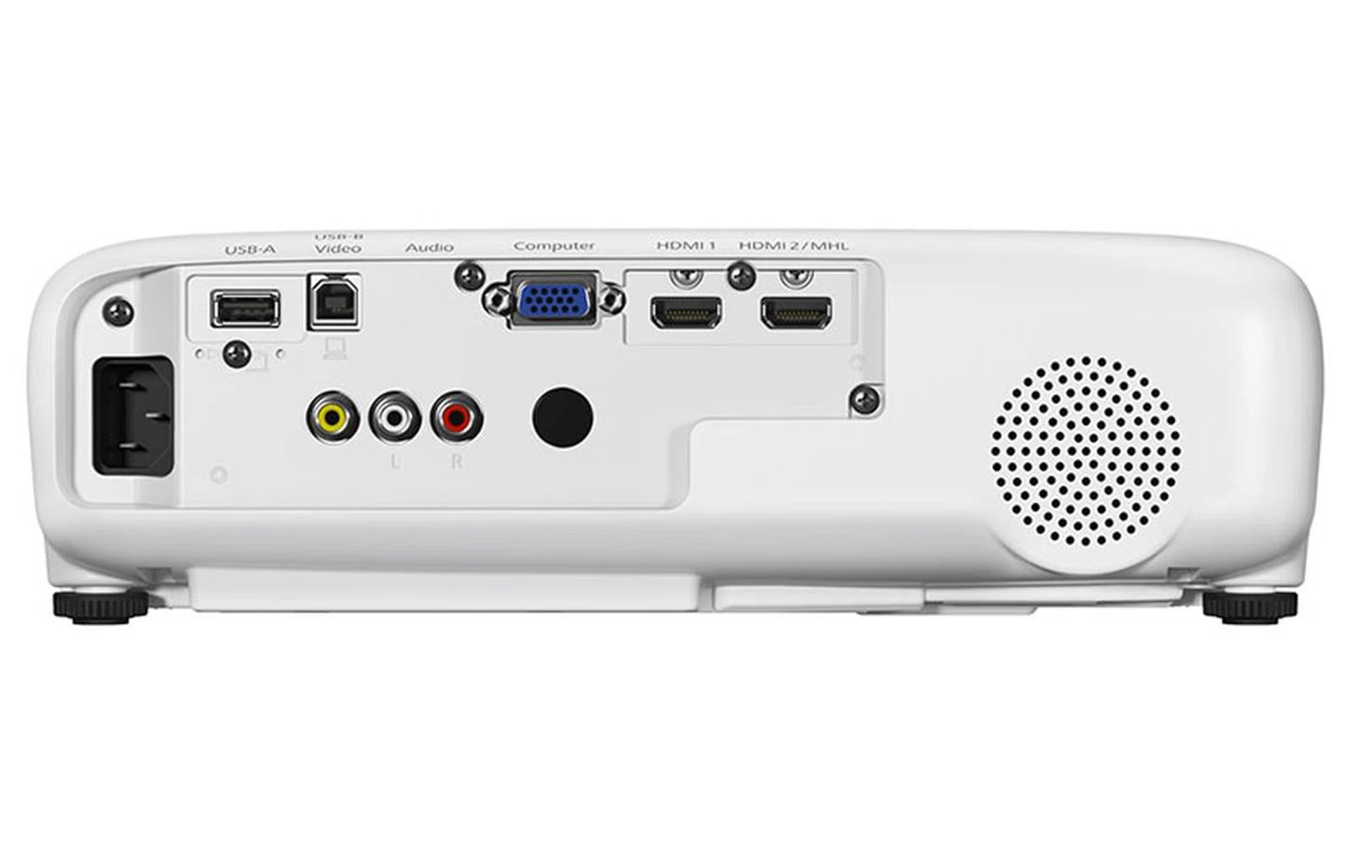 The EB-U42 has two HDMI ports, and one of them supports MHL. There's no Ethernet port, but the projector has built-in wireless LAN support.