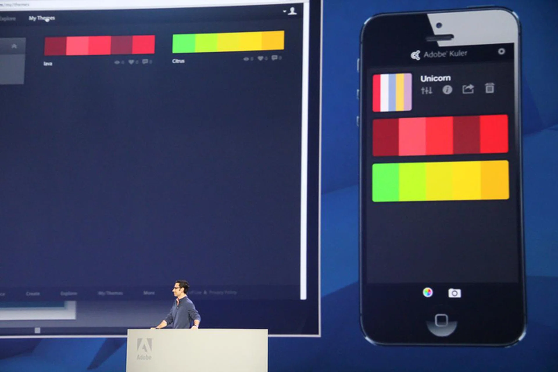 With the upcoming Kuler app, users can upload color swatches based on photographs taken with the phone, and sync them to their desktop apps.