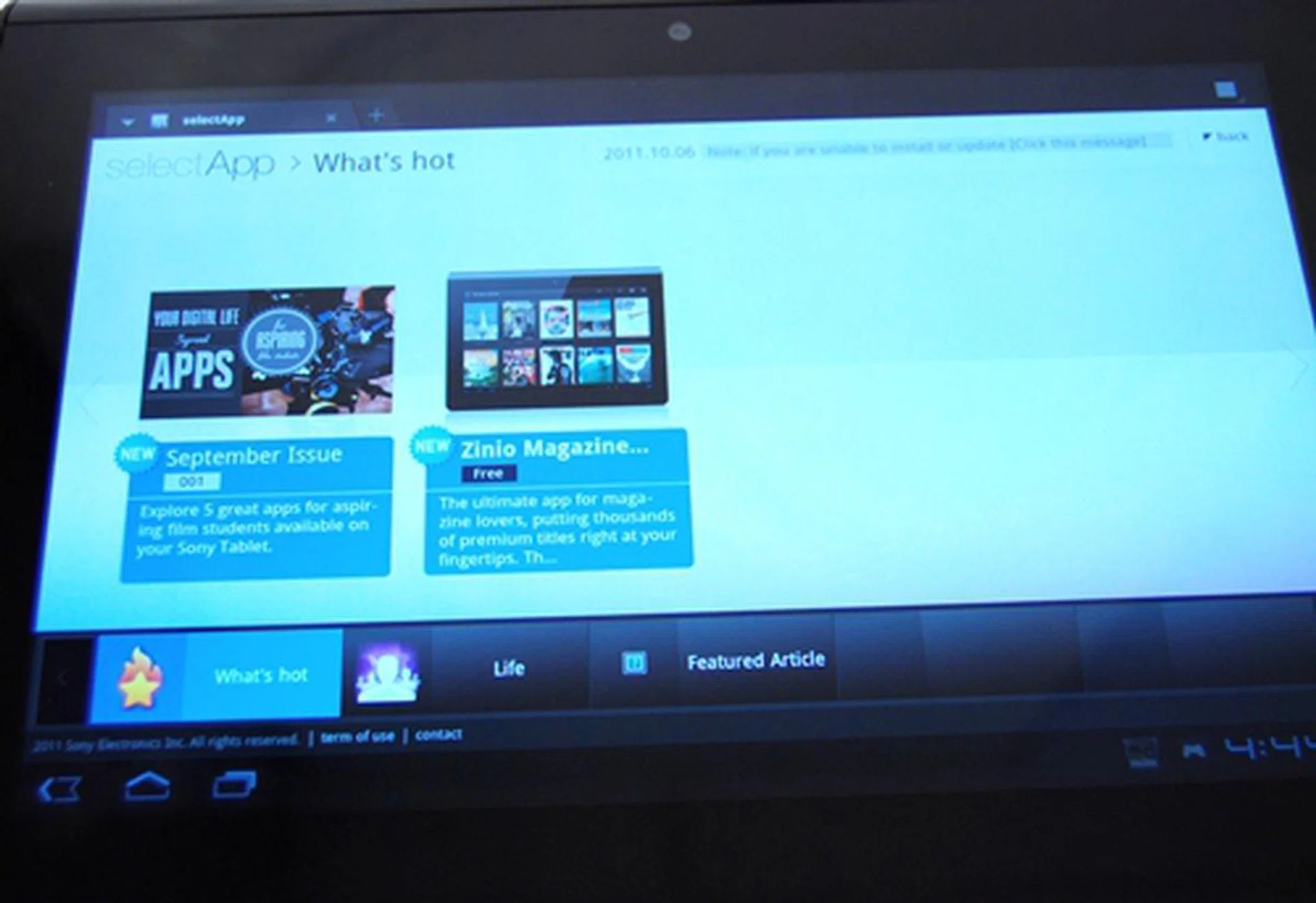 Sony has its SelectApp site, which is a similar concept to Samsung Apps and Lenovo App Shop. The apps featured in SelectApp are recommended specifically for use on Sony Tablet devices.