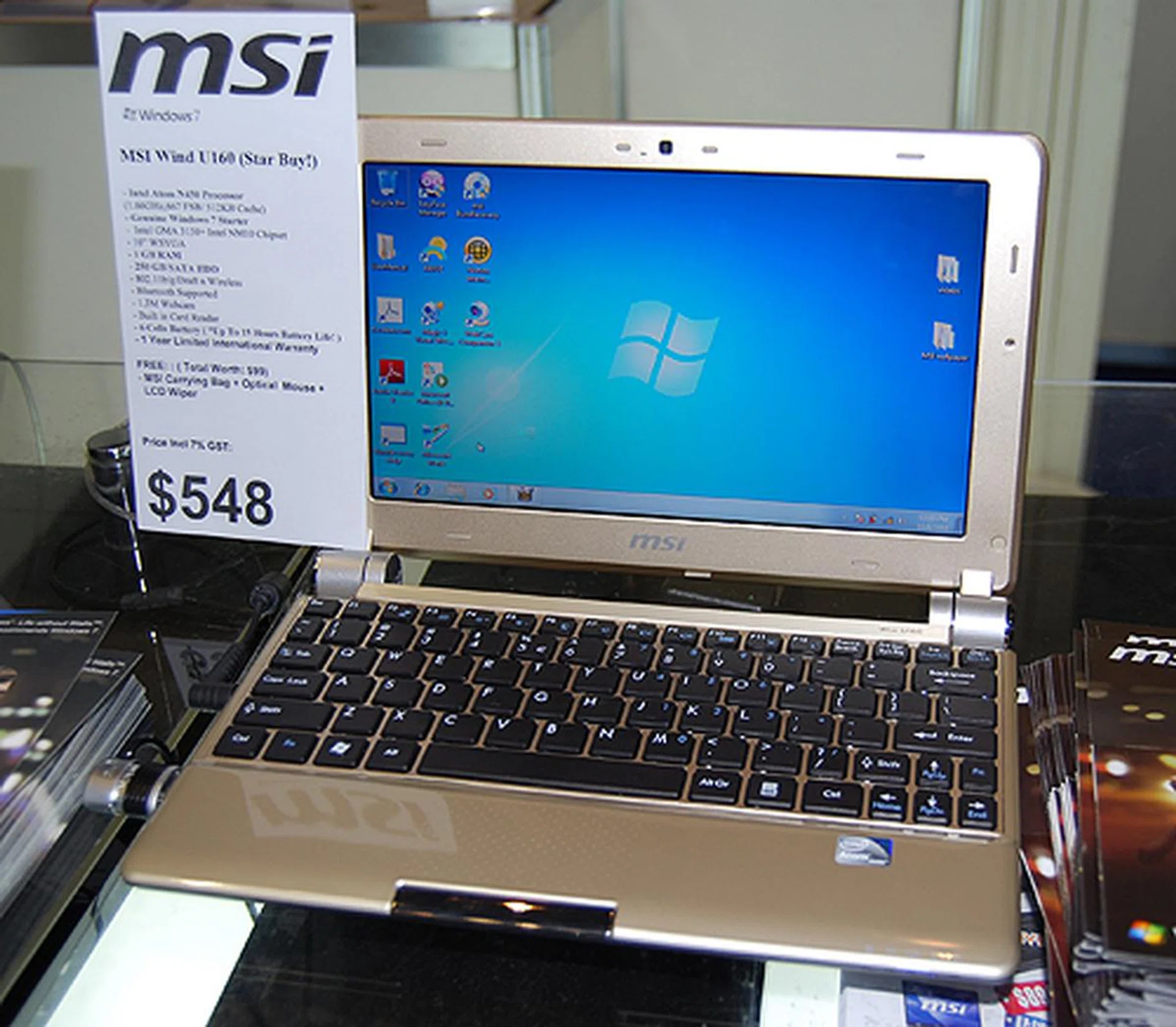 Netbook hunters will surely appreciate the MSI Wind U160. It's powered by the new Intel N450 Atom processor, has 1GB of RAM and a 250GB HDD. And most importantly, it boasts a battery life of 15 hours! Now for $548 (U.P. $699).