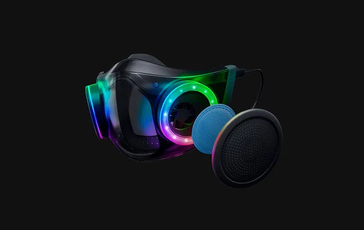 The internals of the Zephyr's ventilators, showing the filter, intake fan and RGB LEDs. (Image source: Razer)