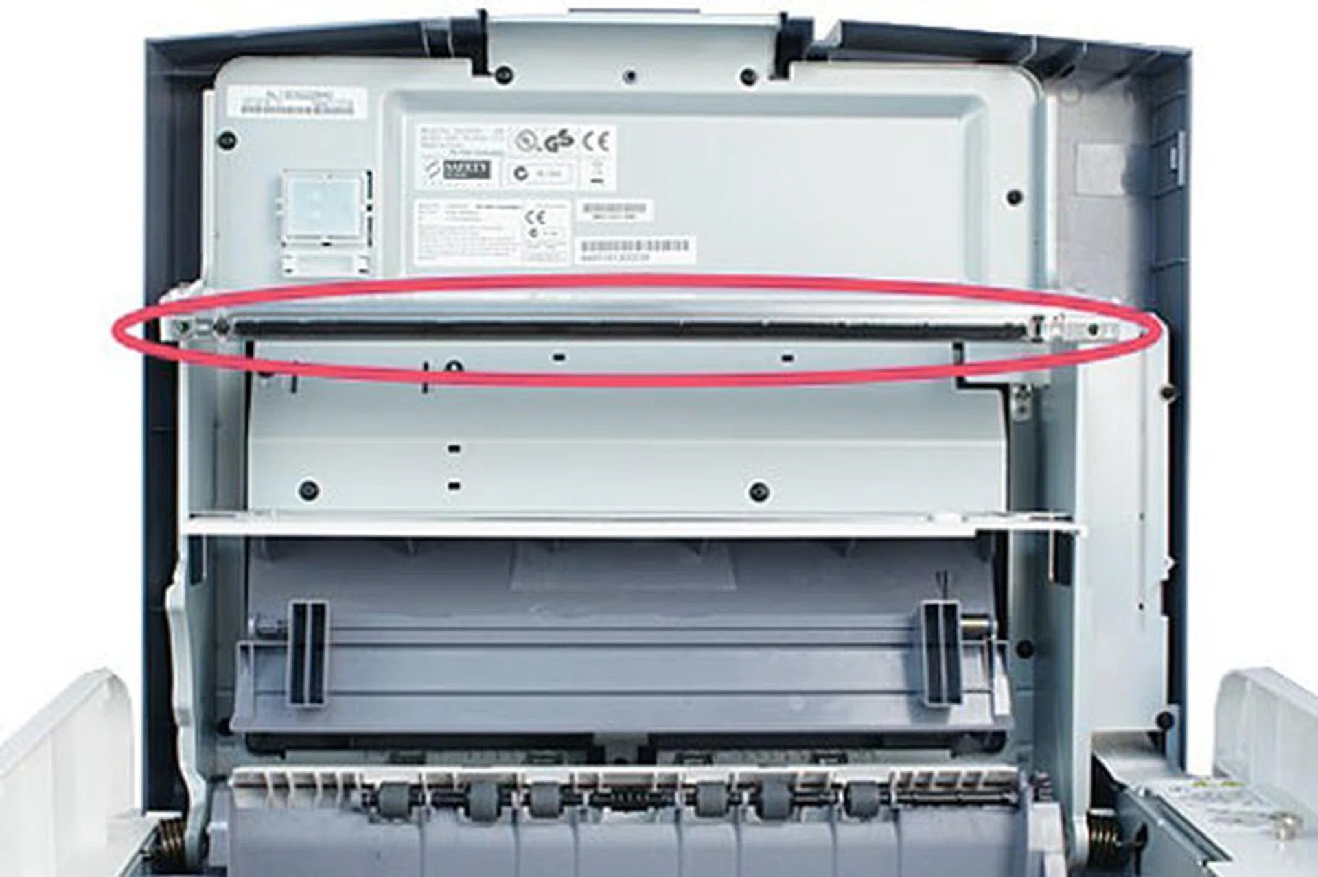 Circled in red is the LED array, which is located under the top cover.