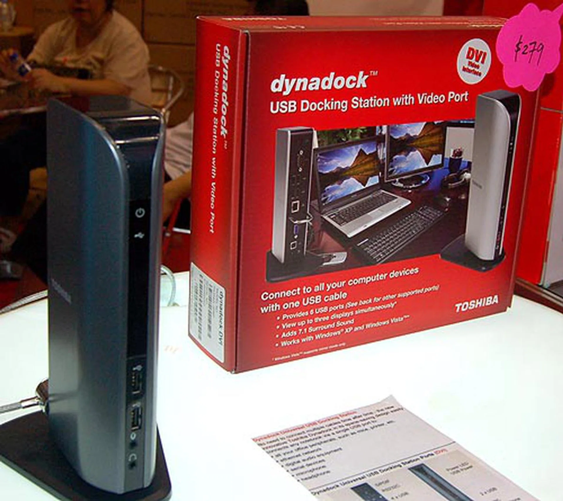 One of Toshiba's 'Must-have' gadgets, this Dynadock Universal USB docking station allows you to connect multiple USB devices through one central avenue, thereby reducing cable clutter.  
