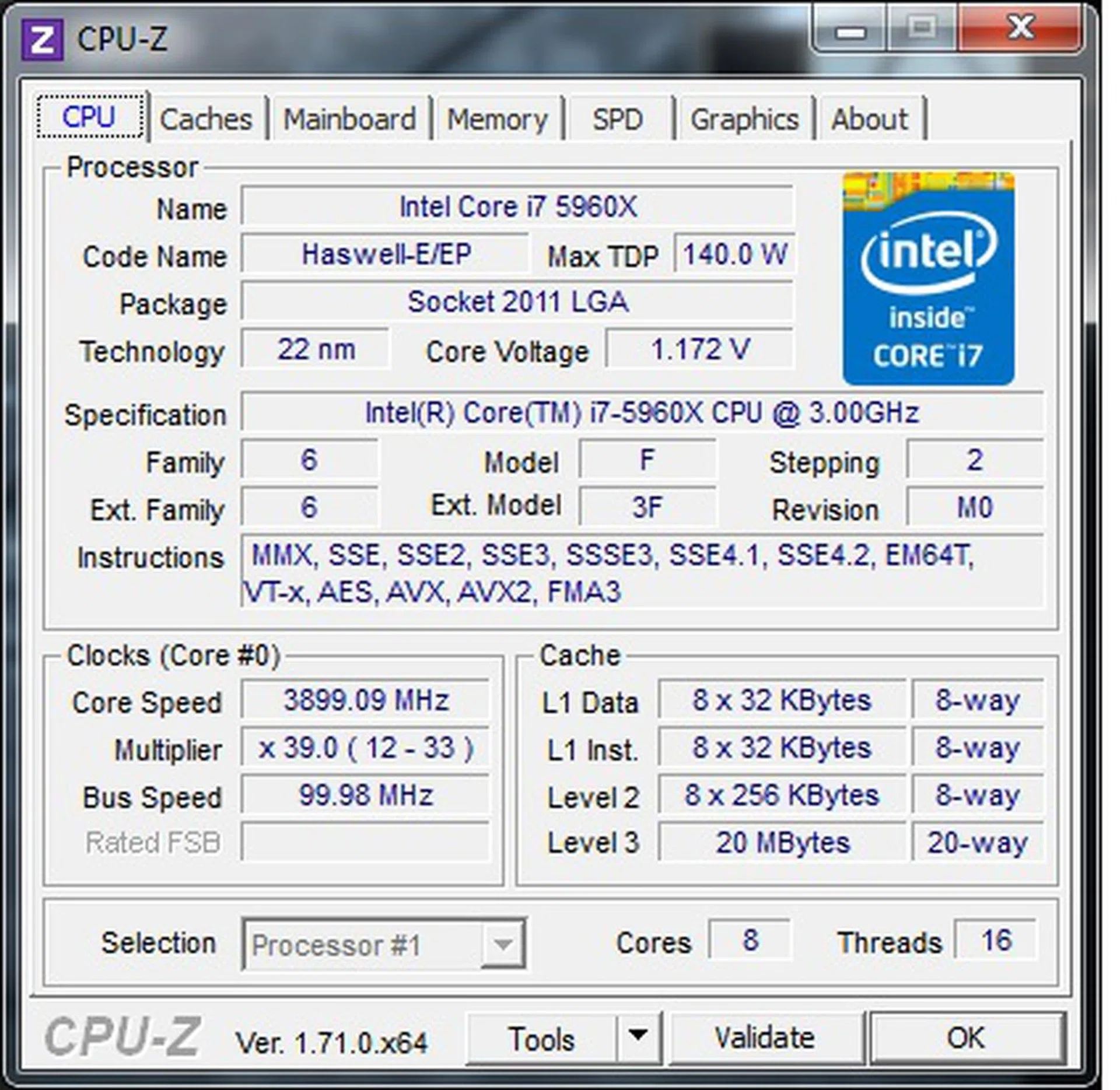 This translated to a clock speed of 3.9GHz, under load operations. 