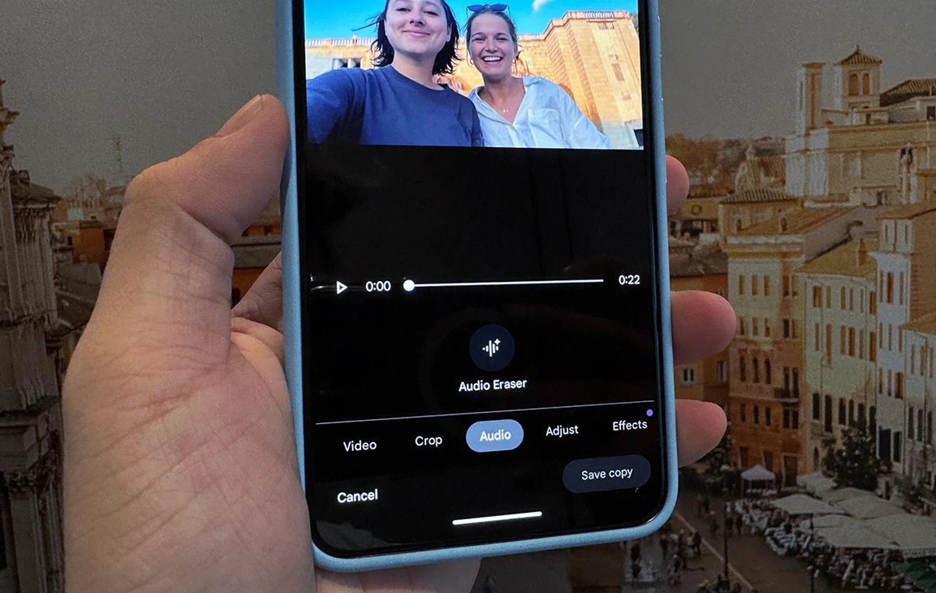 Audio Magic Eraser is available as an "Edit" option in your video when previewing after shooting.
