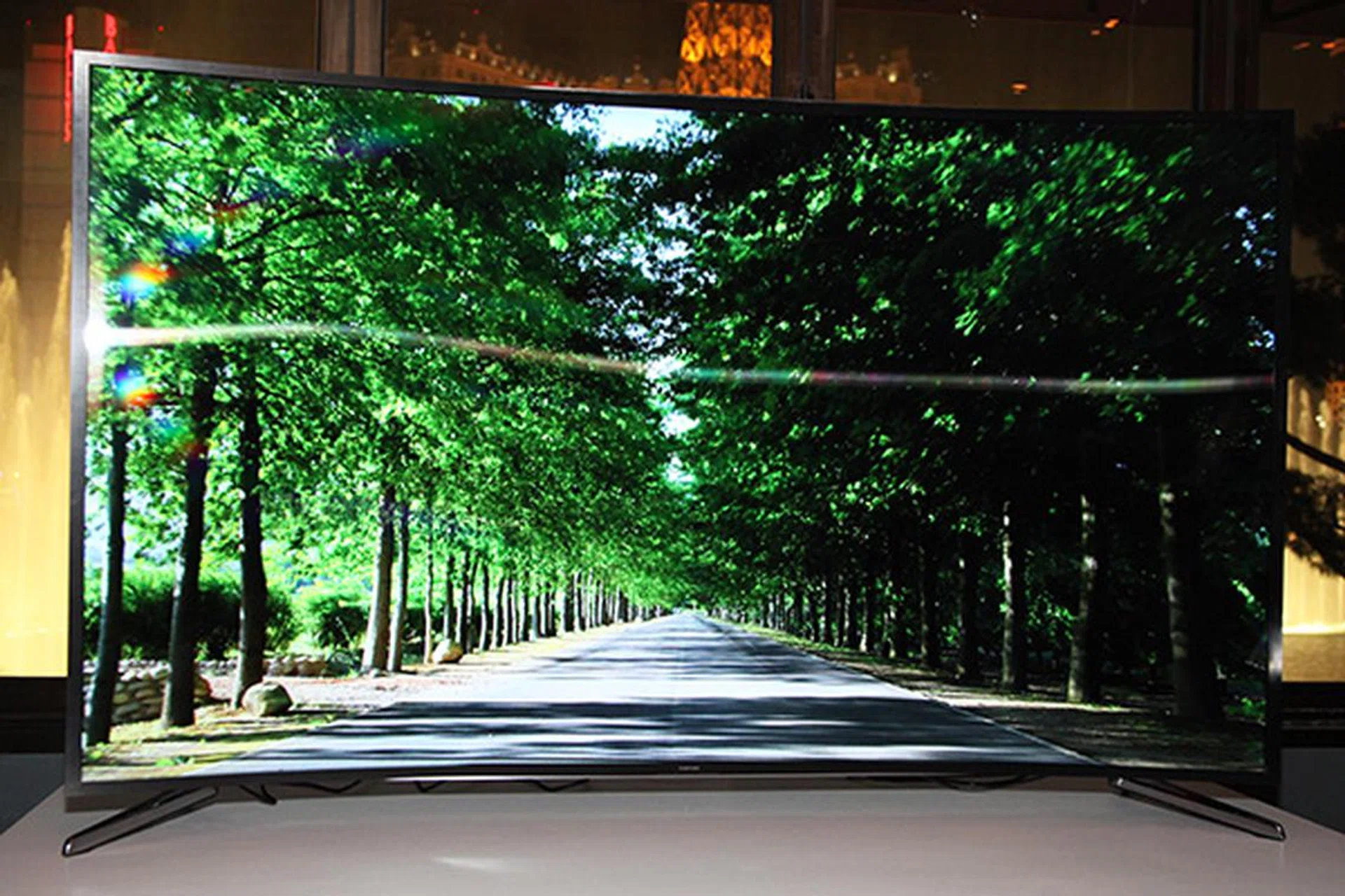 The Samsung bendable TV prototype on display at a closed door event on the eve of CES 2014.