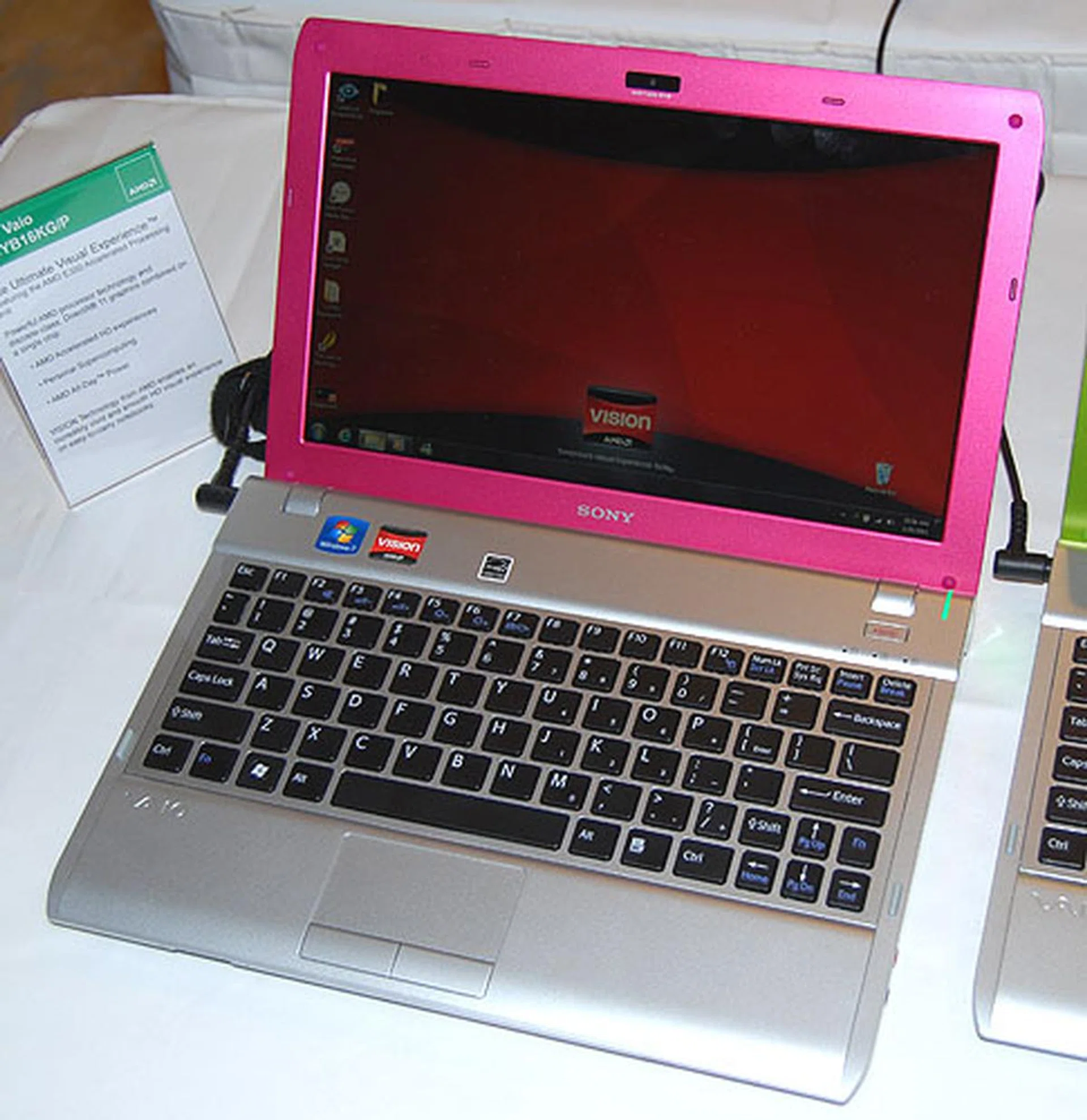 Available in at least three colors (that we saw), Sony has adopted AMD Fusion for its VAIO YB series. You'll get a 11.6-inch notebook with a starting price of US$549 for Windows 7 Home Premium, 2GB of RAM and a 320GB HDD.