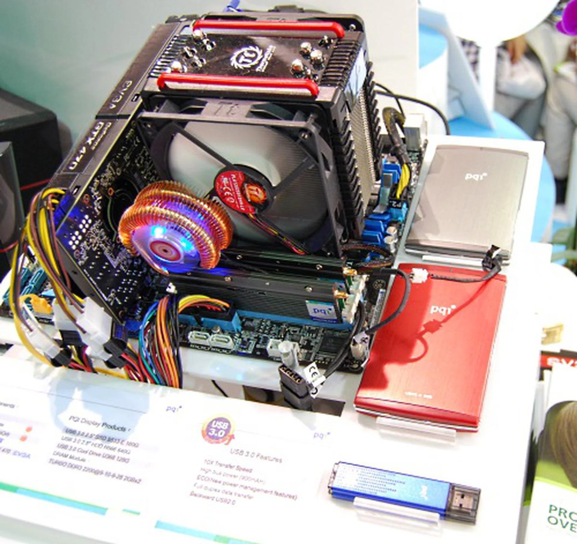 PQI had a demo system with its more notable USB 3.0 peripherals and drives attached. 
