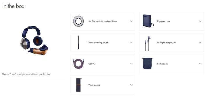 Accessories in the Dyson Zone Absolute+.