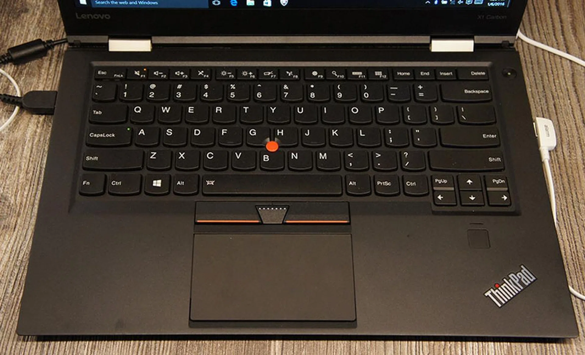 The ThinkPad X1 Carbon's keyboard is a joy to type on. And ThinkPad purists needn't worry, the TrackPoint is still here.