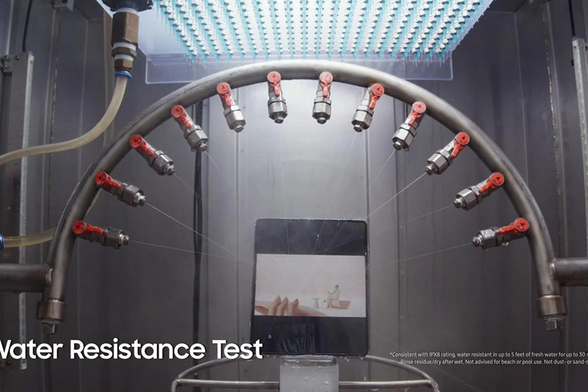 Squirting on the Galaxy Z Fold4 5G in almost every direction. Source: Samsung.