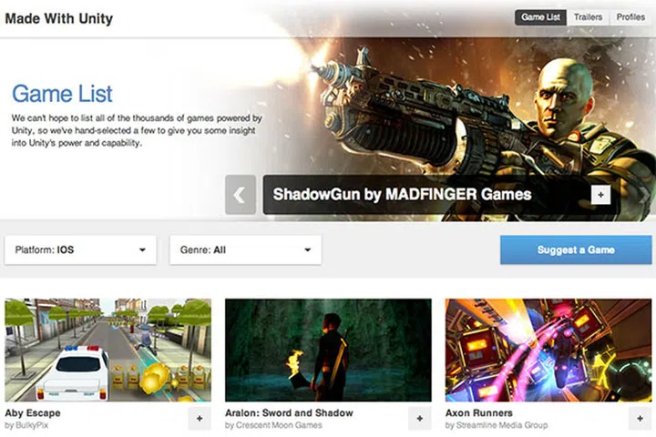 (Screenshot from: unity3d.com.)