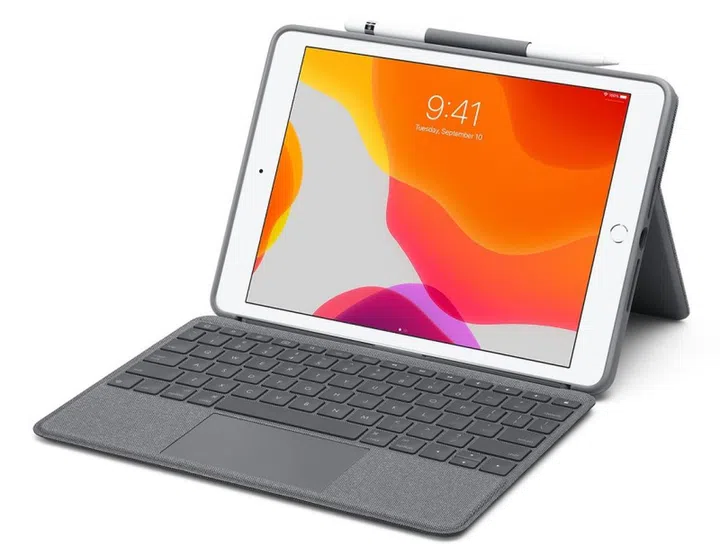 The Logitech Combo Touch Keyboard Case with Trackpad for iPad.