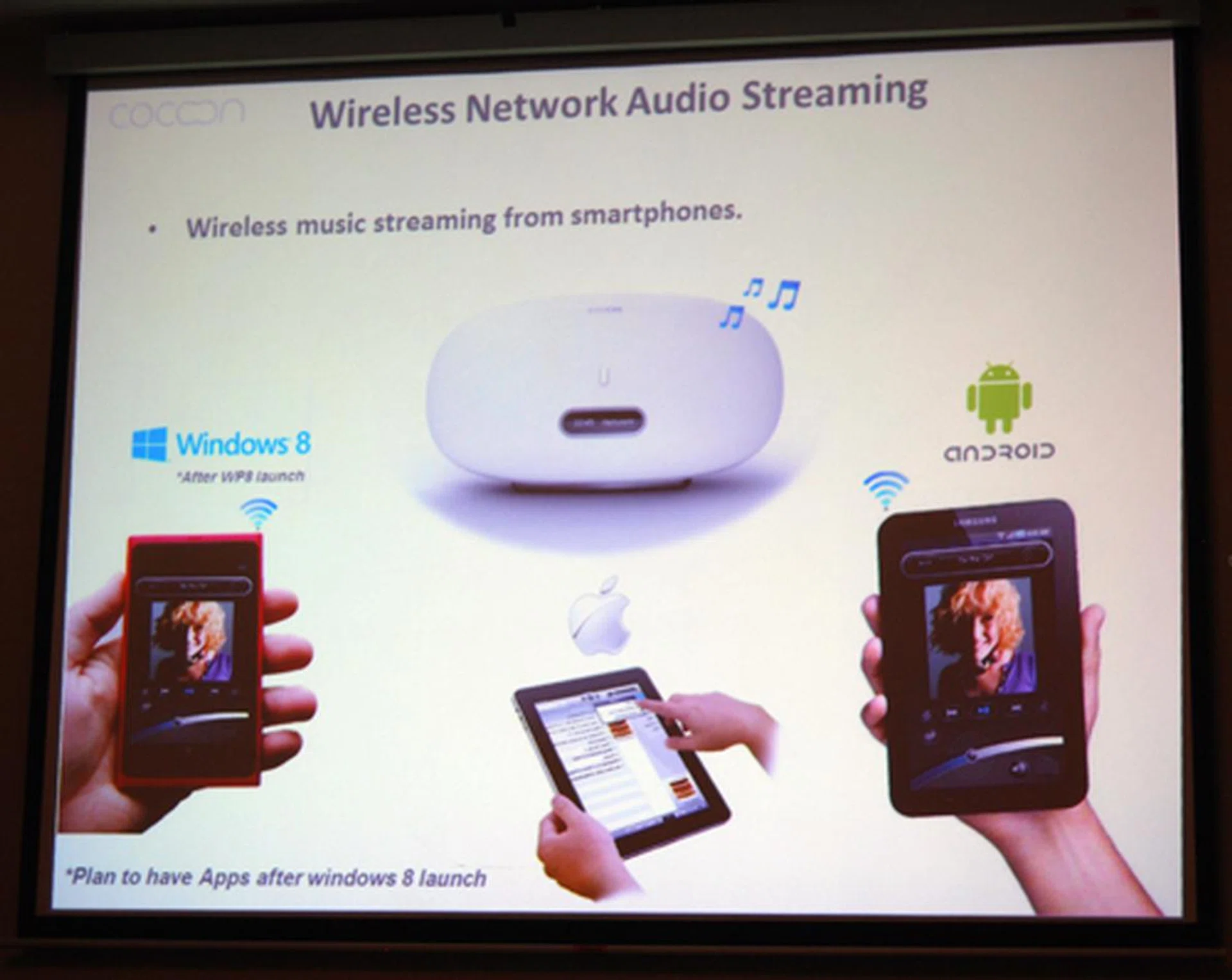 With the help of AirPlay and wireless connectivity, the Denon Cocoon will stream music from any device; be it iOS, Android or Windows Mobile 8.