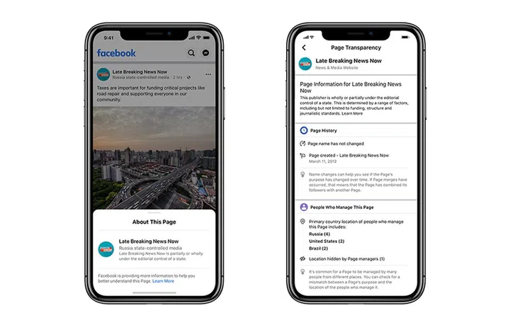 An example a label indicating that the article is housed under a state-controlled editorial team or website. Source: Facebook.