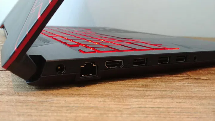 All the ports are located on the left.