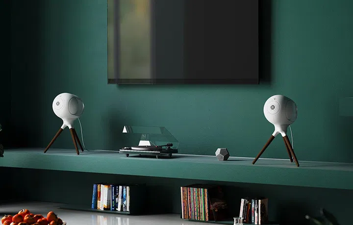 Two Devialet Phantom Is in White.