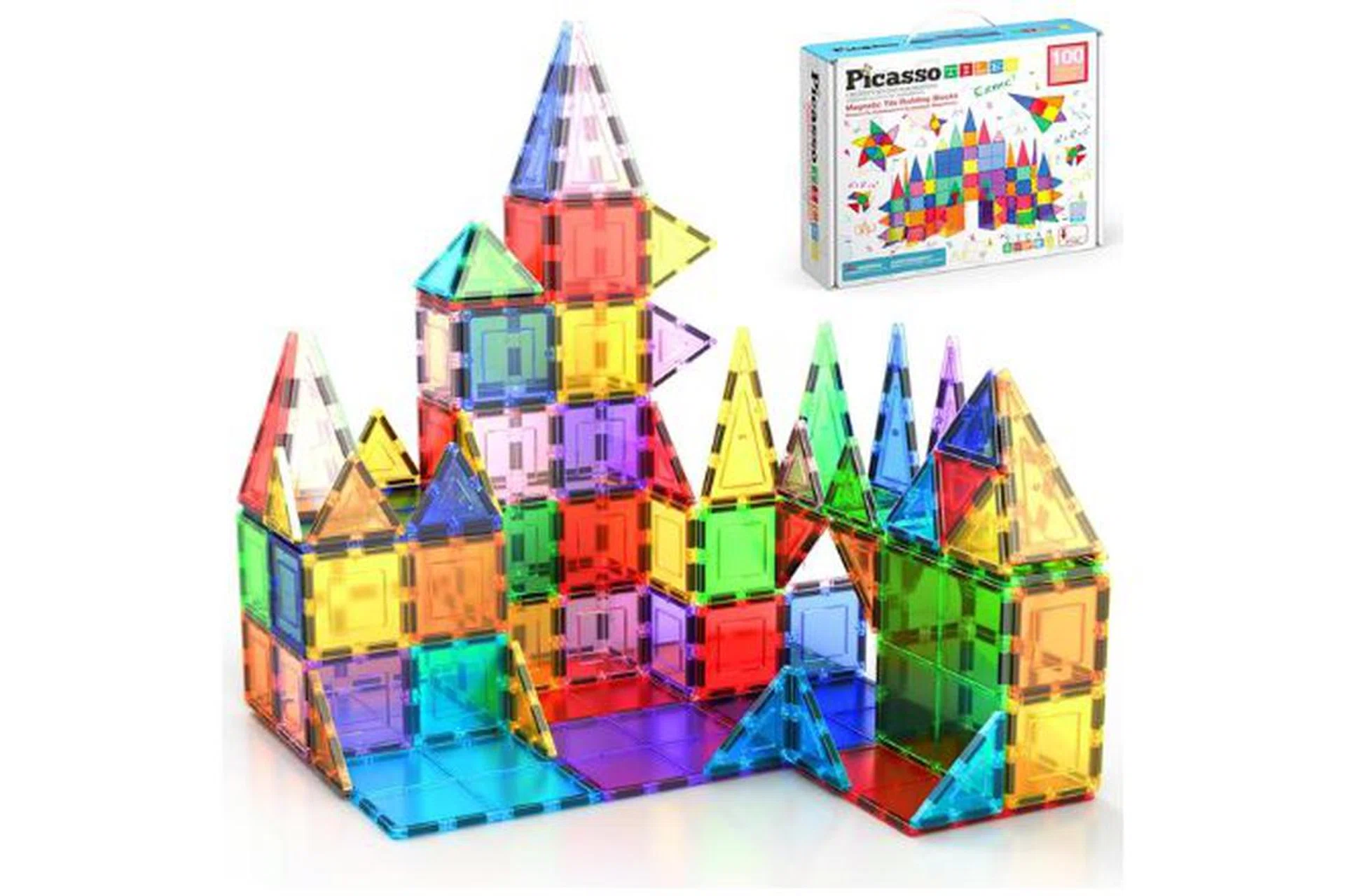 PicassoTiles 100-Piece Magnetic Tile Building Set