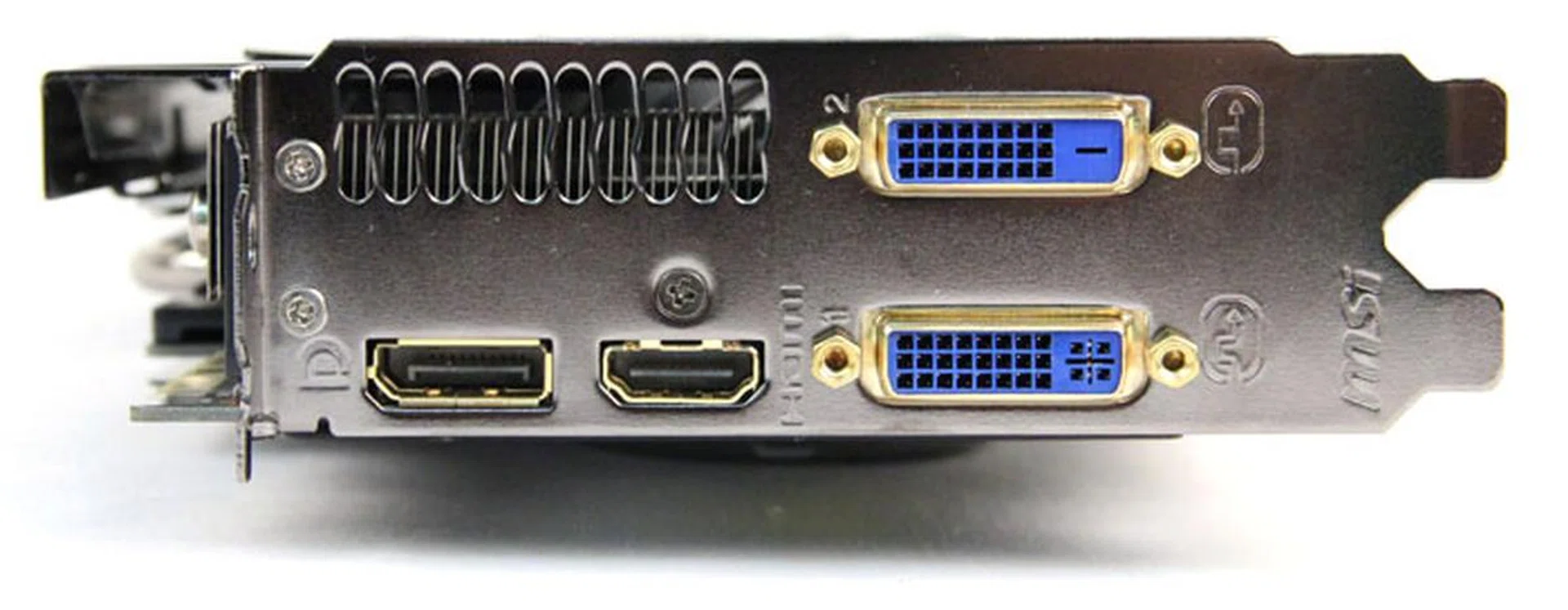Like the other cards in our shootout, ports are the same as the reference card, sporting one DVI-D port, one DVI-I port, one HDMI port and one DisplayPort port.