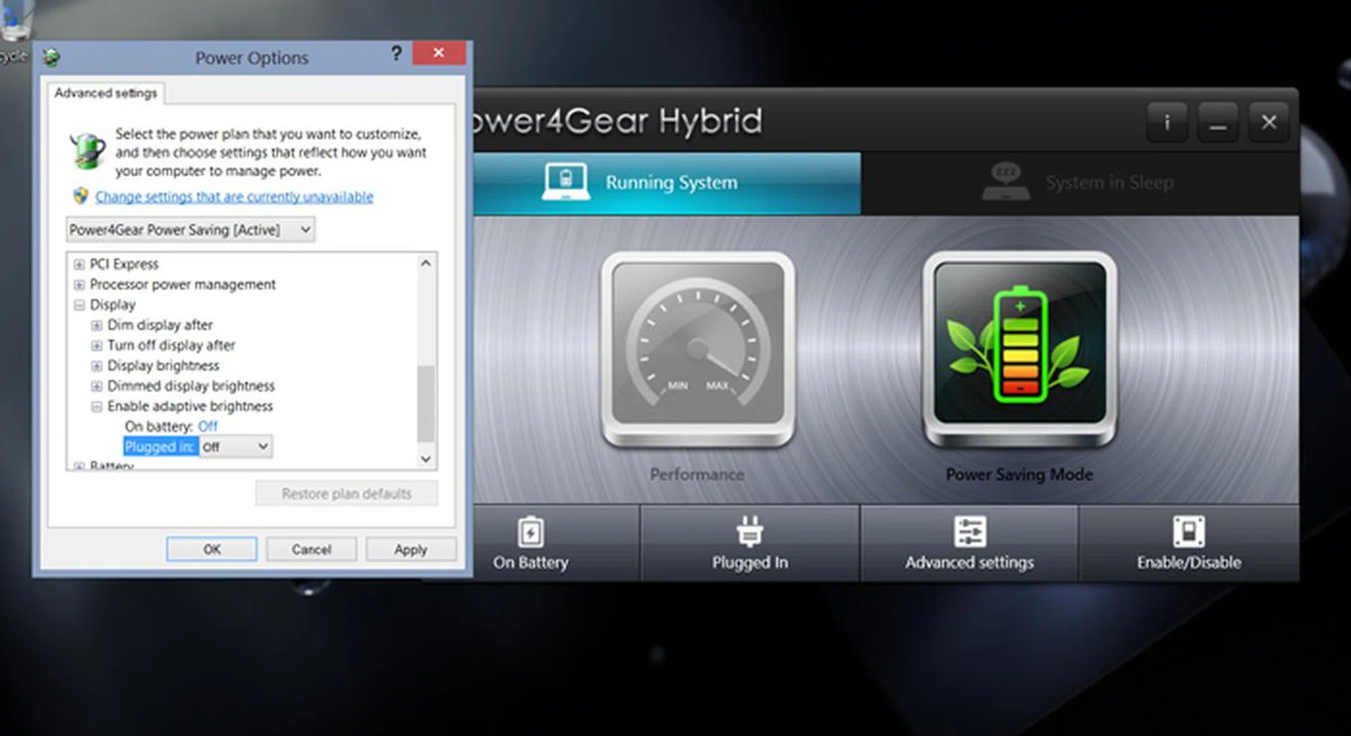Disabling adaptive brightness isn't actually that simple. Go to Power Options in ASUS' Power4Gear app, then selecting Advanced Settings and look for the Display -> Enable Adaptive Brightness settings.