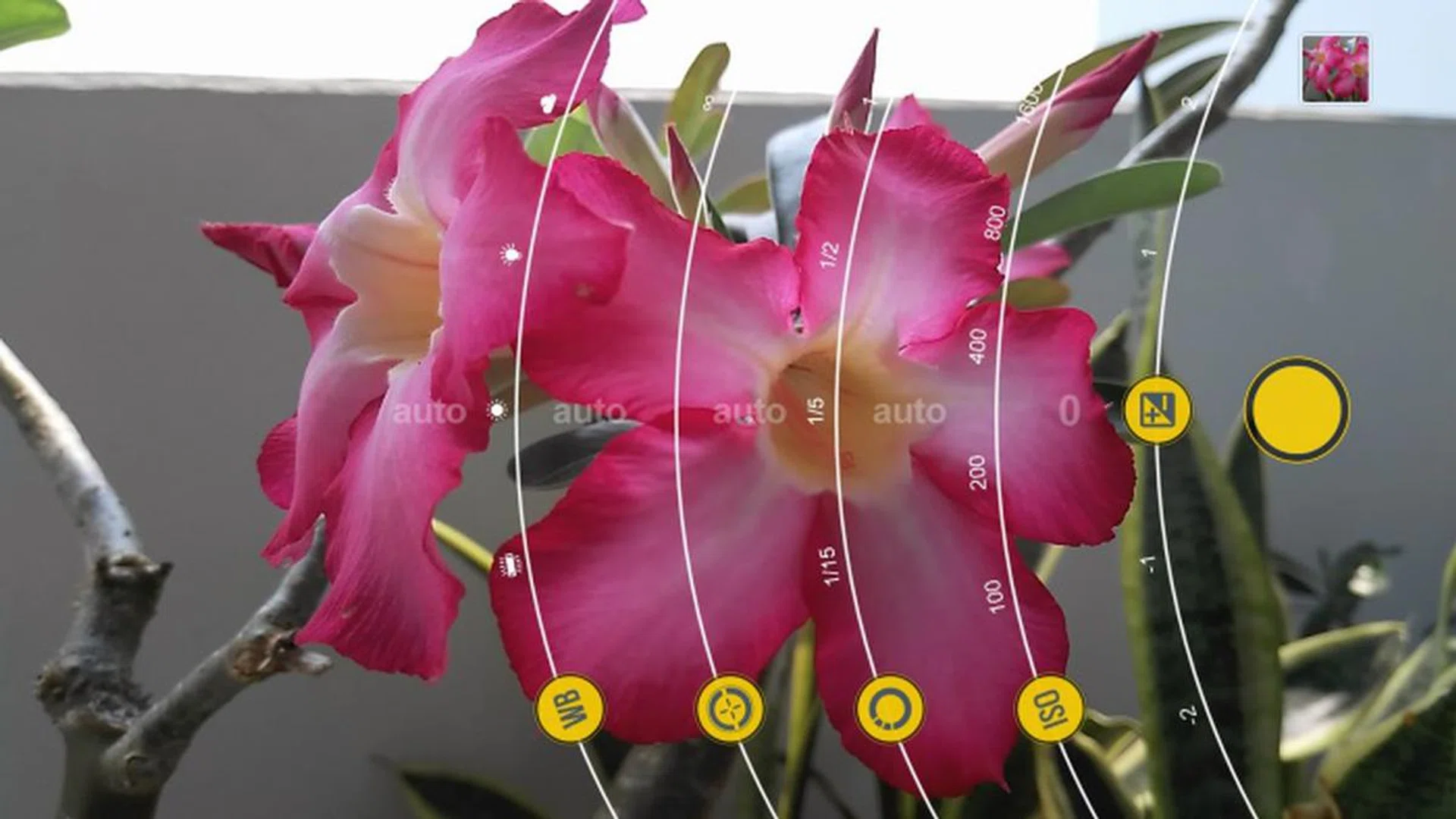 Here's how the Pro mode looks on the Lenovo Vibe Shot. To access the different manual options, simply swipe left from the on-screen button.