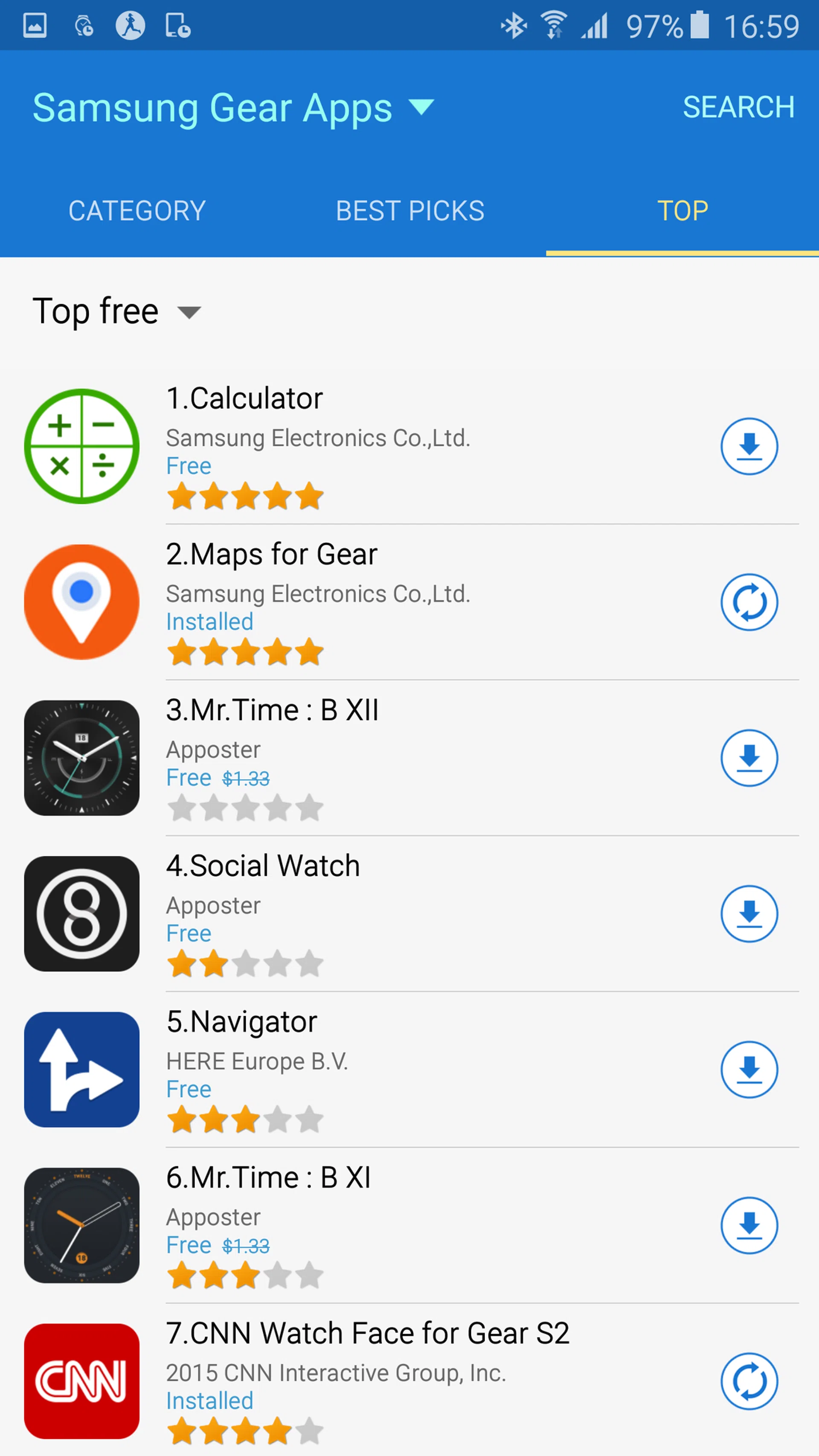 The top free app for the Gear S2 is... a calculator. Yay?