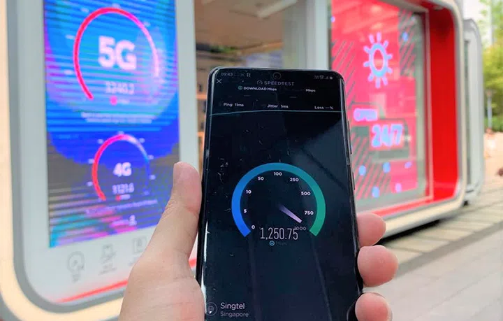 Singtel's 1Gbps+ speeds on its 5G trial network. Photo provided by Singtel.
